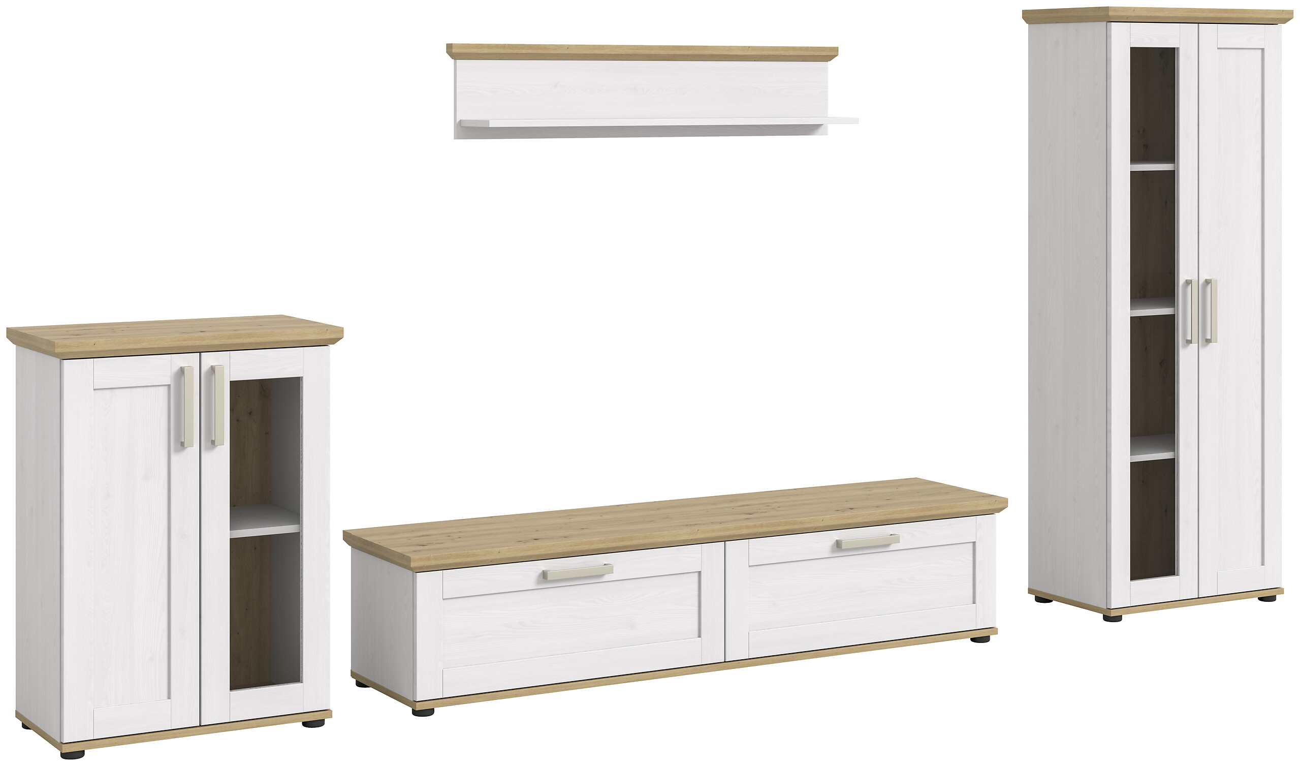 Wohnwand VERONA Lärche Nachbildung Eiche Nachbildung B/H/T: ca. 316x161x40 cm