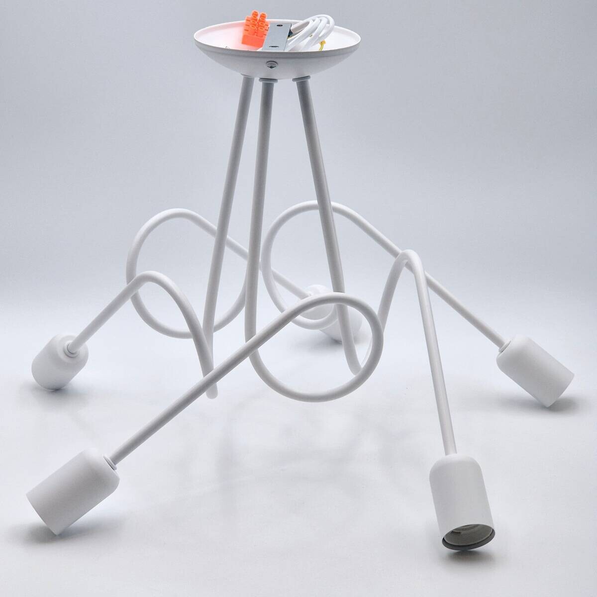 Lamkur Kronleuchter weiß Stahl B/H/L: ca. 39x54x54 cm E27 5 Brennstellen