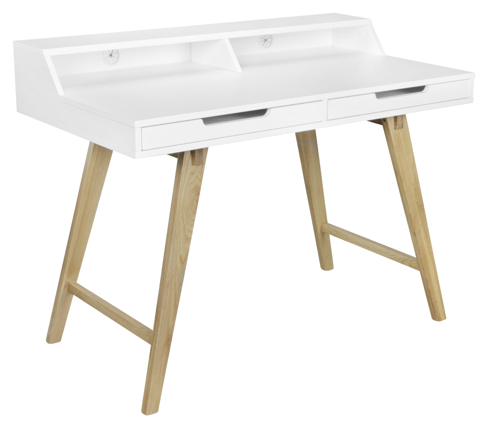 Schreibtisch weiß lackiert natur B/H/T: ca. 110x85x60 cm