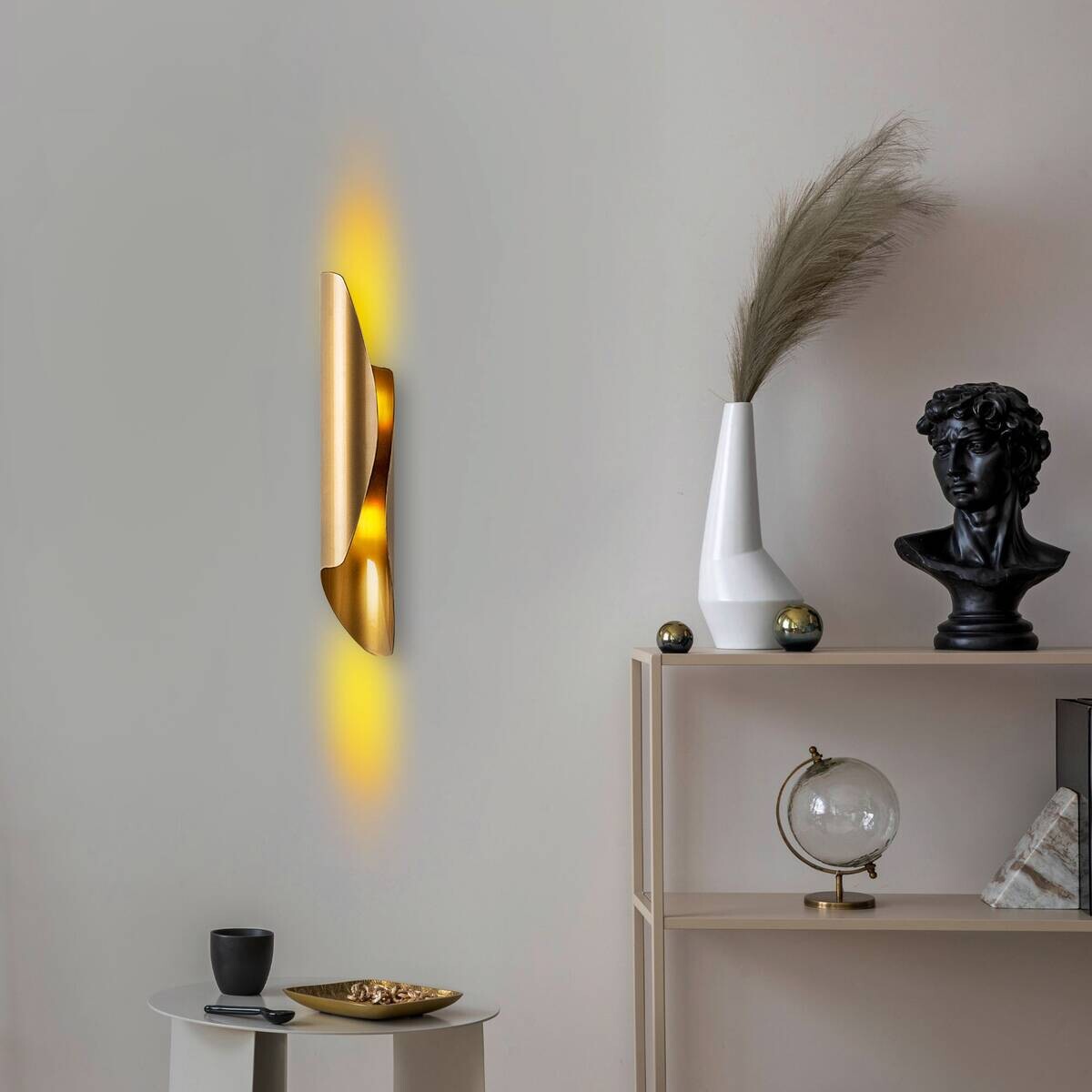 Opviq Wandleuchte gold Metall B/H/L: ca. 40x11x8 cm G9 2 Brennstellen