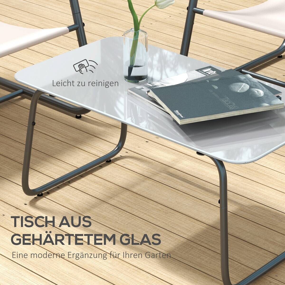 Outsunny Gartensitzgruppe 4tlg. cremeweiß Mesh B/H/L: ca. 70x70x110 cm