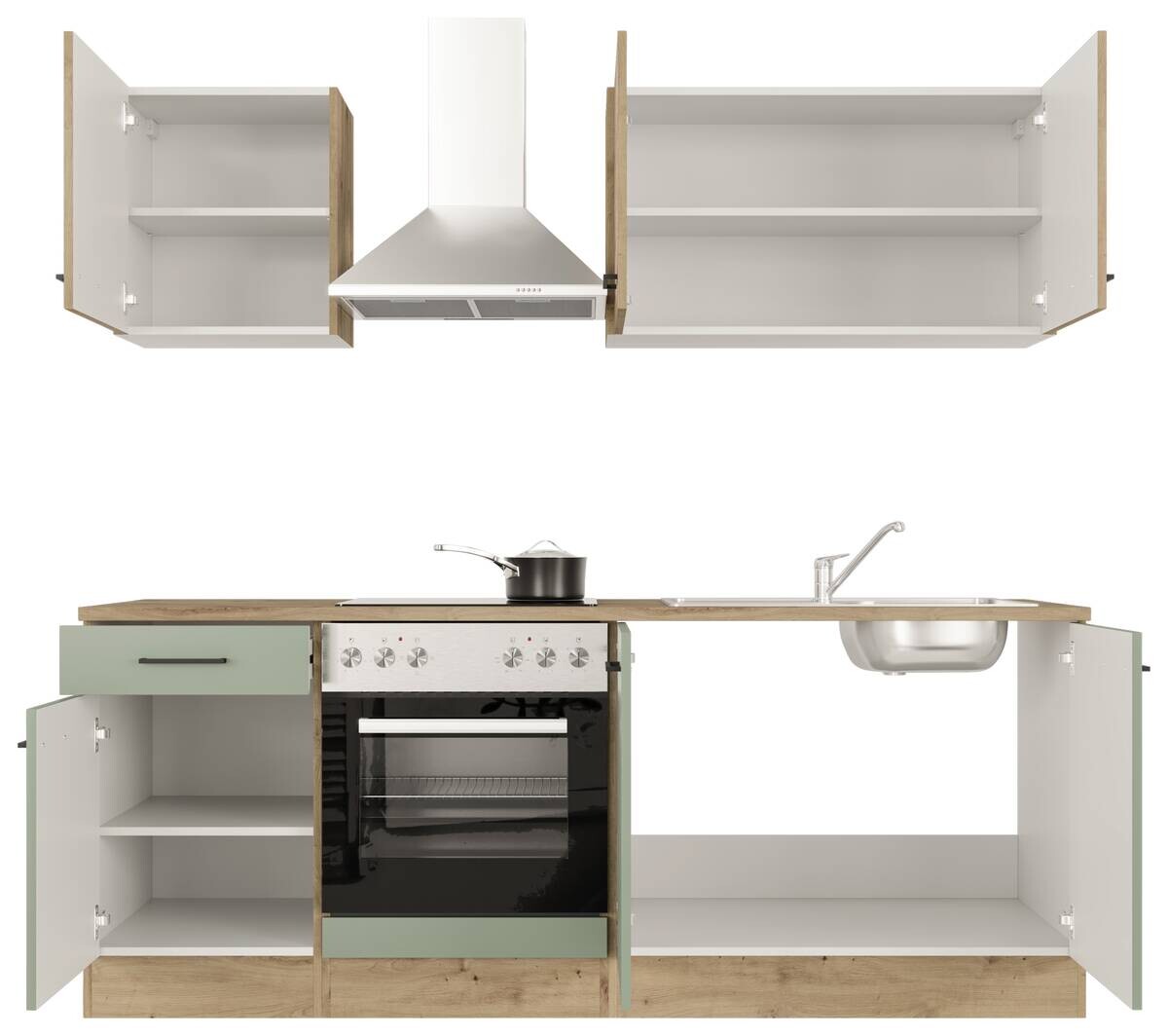 Küchenblock Cara grün matt B/H/T: ca. 210x200x60 cm