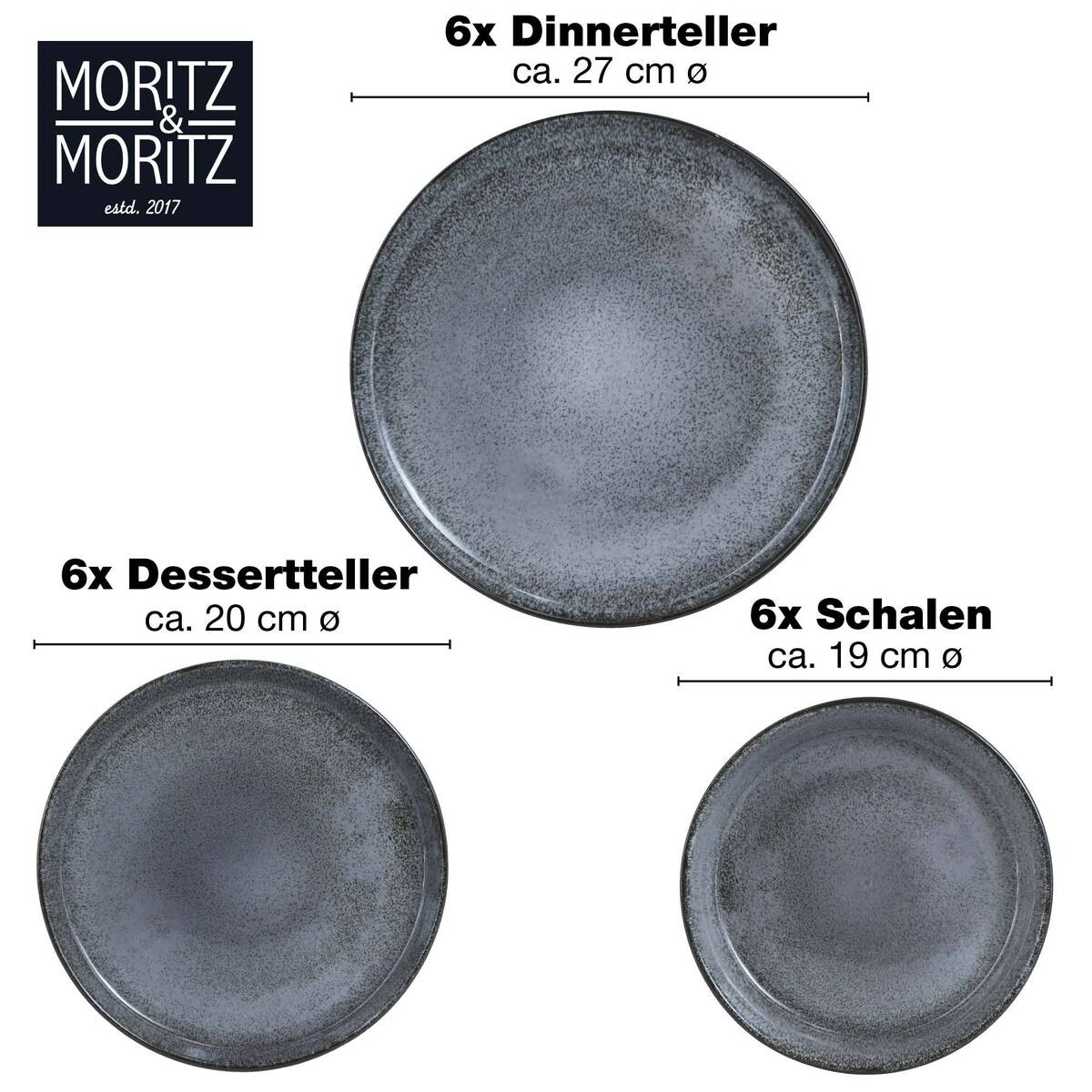 Moritz & Moritz Tafelservice Digital anthrazit Porzellan 18 tlg.