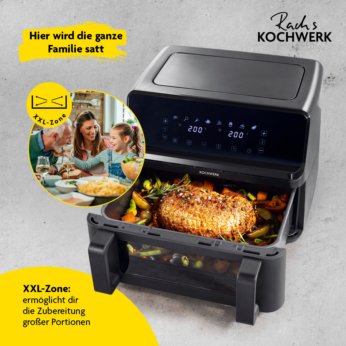 Rachs KOCHWERK Heißluftfritteuse 14349 schwarz Kunststoff B/H/L: ca. 37,5x38x30 cm ca. 9 l