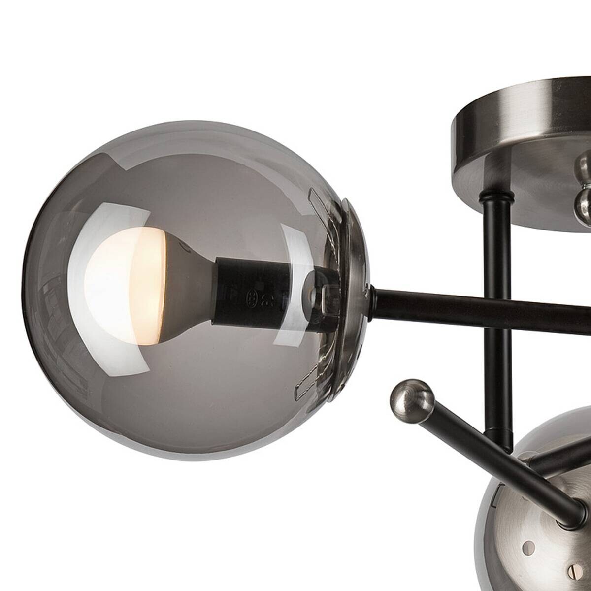 Lamkur Deckenleuchte Malena Chrom schwarz Glas Stahl B/H/L: ca. 39x19x39 cm E14 3 Brennstellen