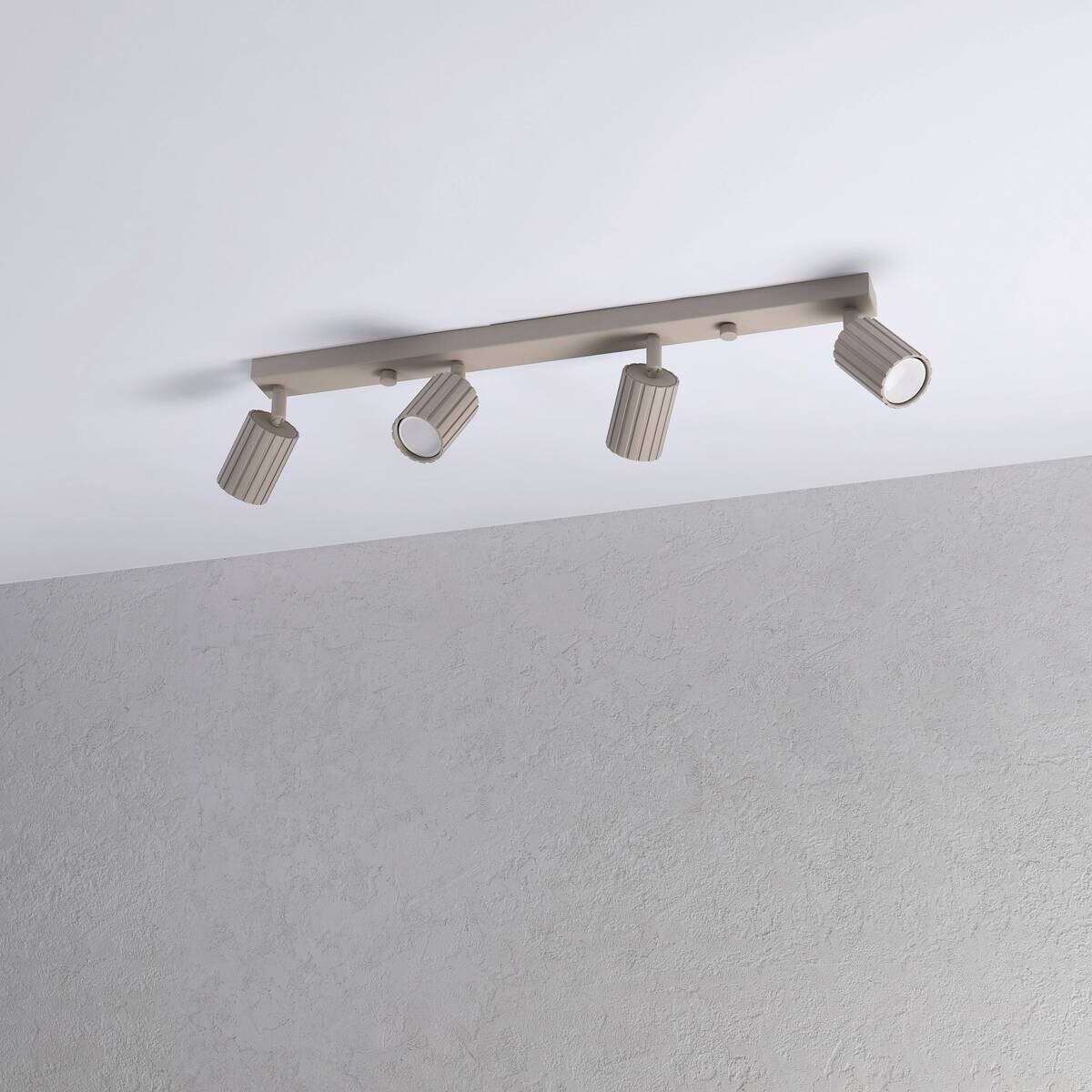 Lamkur Strahler Prisma beige Stahl B/H/L: ca. 6,5x16,5x81 cm 4 Brennstellen