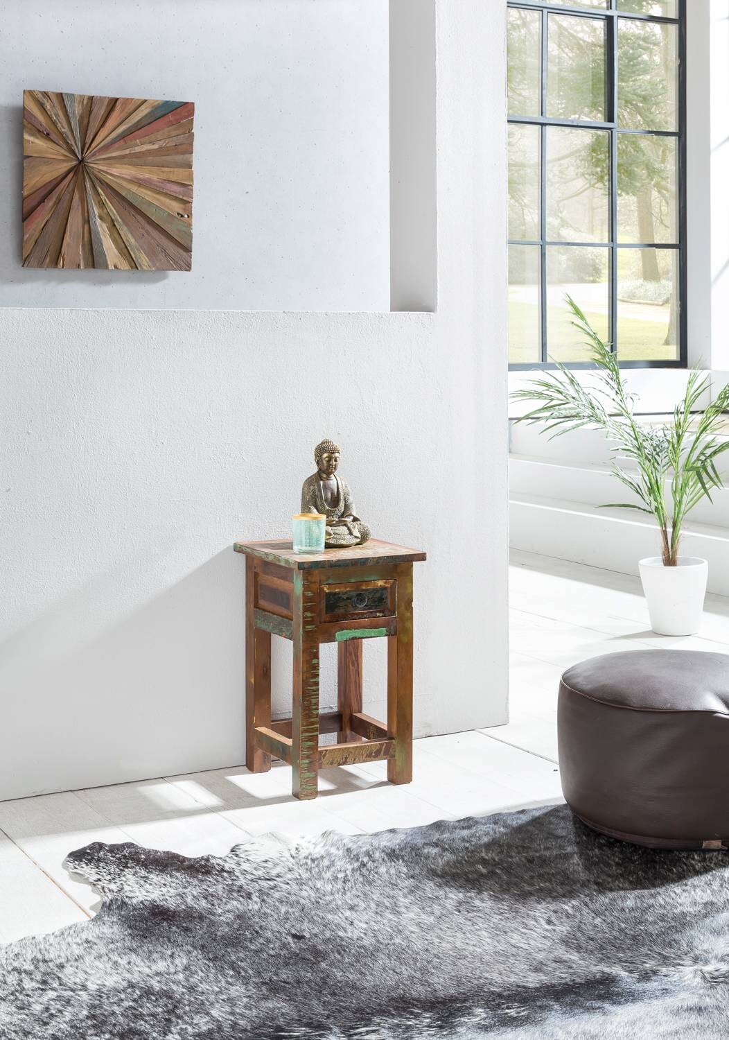 Beistelltisch braun Holz B/H/T: ca. 30x50x30 cm