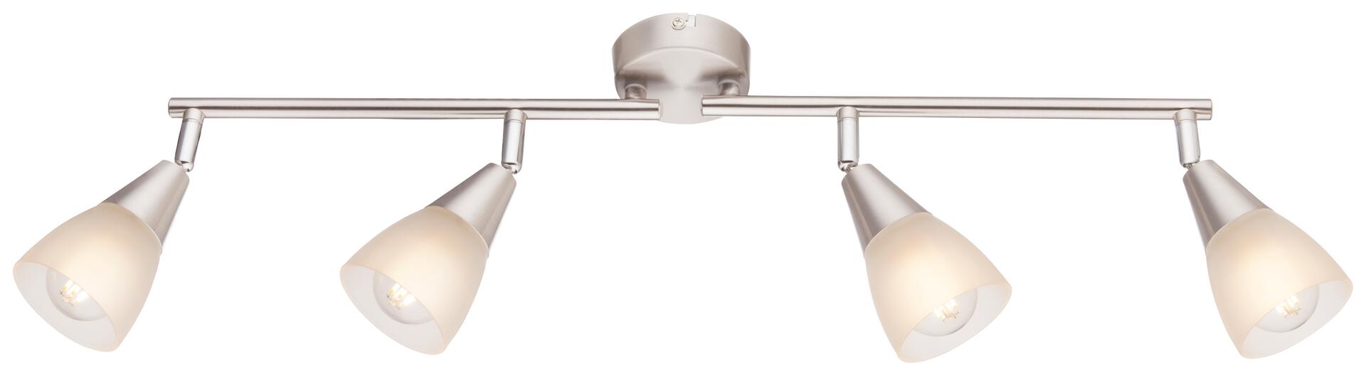 GLOBO Spotbalken Tadeus Chrom weiß Metall Glas B/H/T: ca. 60x19x8 cm 4 Brennstellen