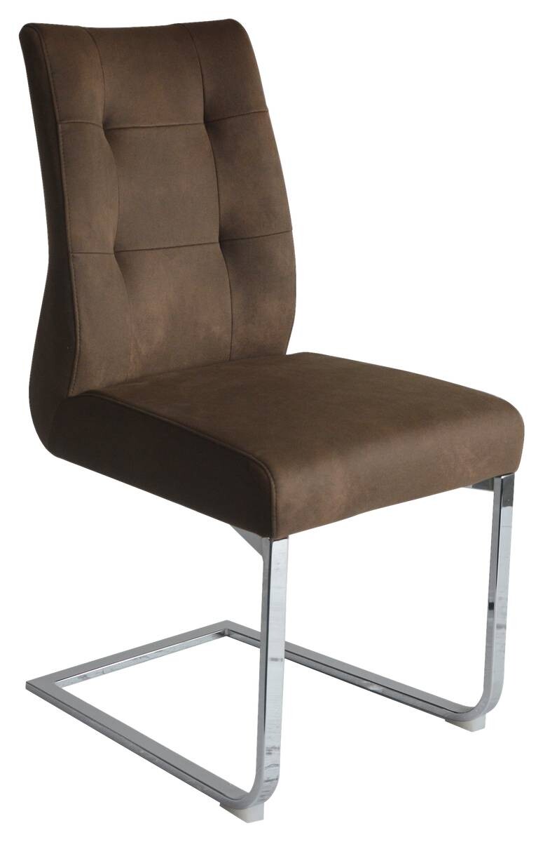 Schwingstuhl MARLEN-XXL 2er-Set dunkelbraun Vintage Chrom Stoff Metall B/H/T: ca. 72x96x80 cm