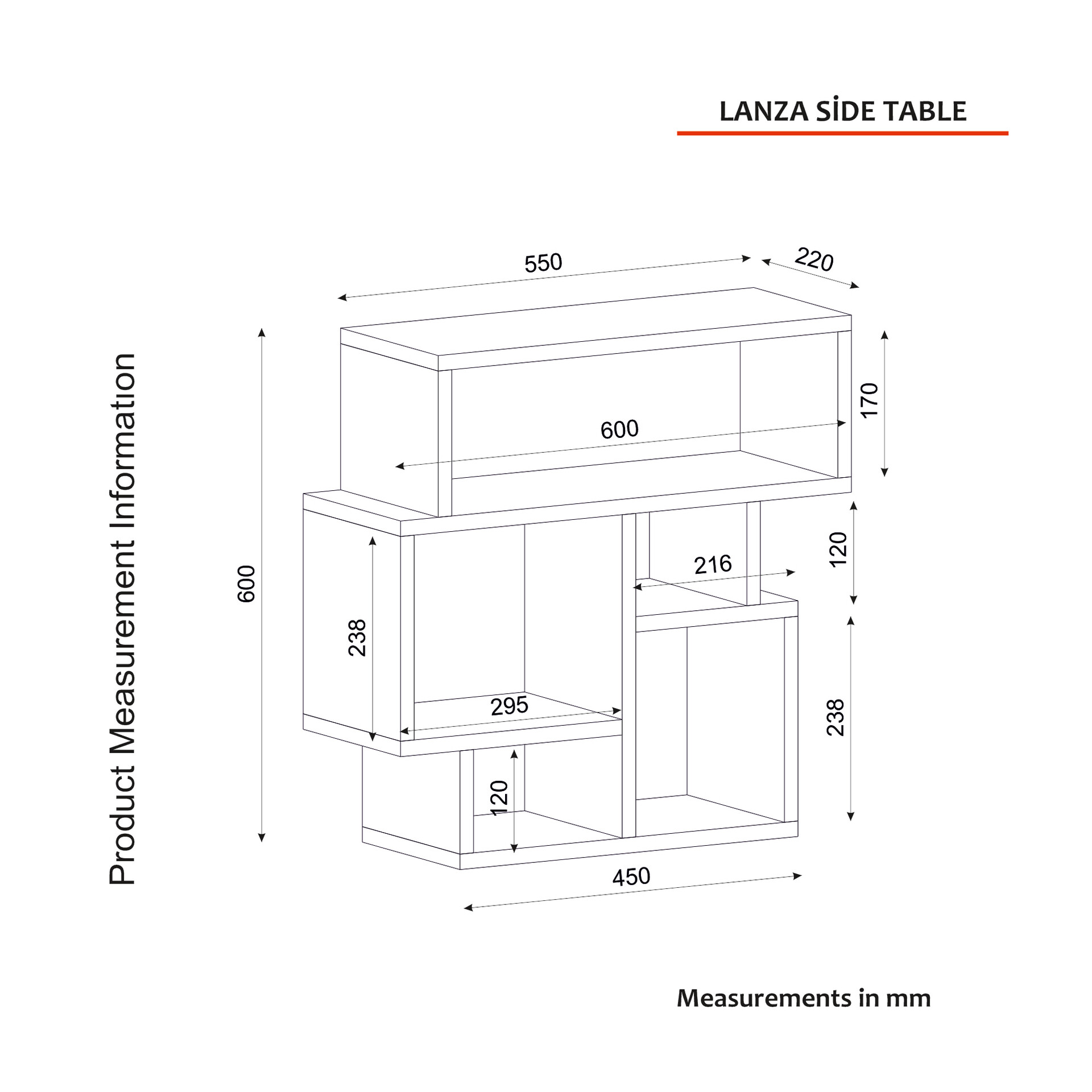 Beistelltisch Lanza walnuss Nachbildung Spanplatte B/H/T: ca. 55x60x22 cm
