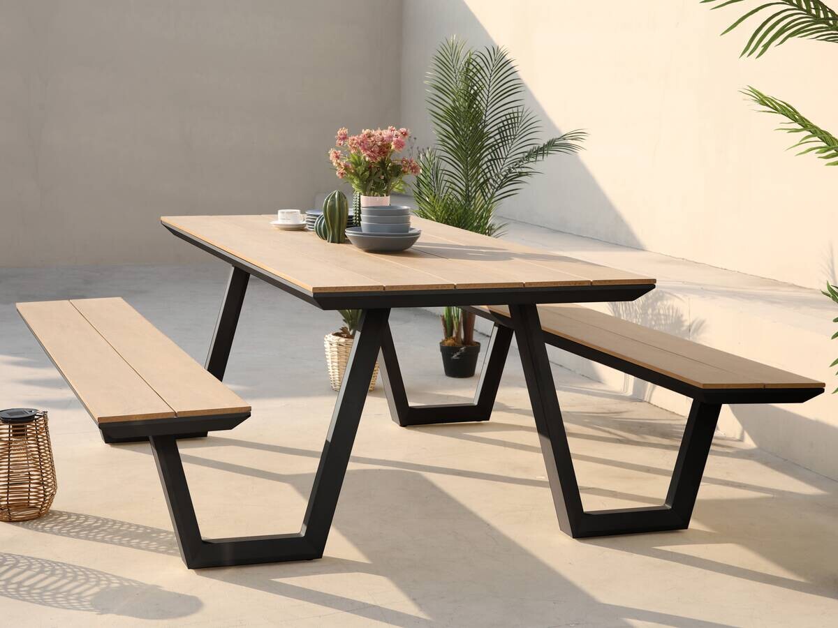AXI Outdoor Living Picknicktisch Nori braun Metall B/H/L: ca. 190x75x200 cm
