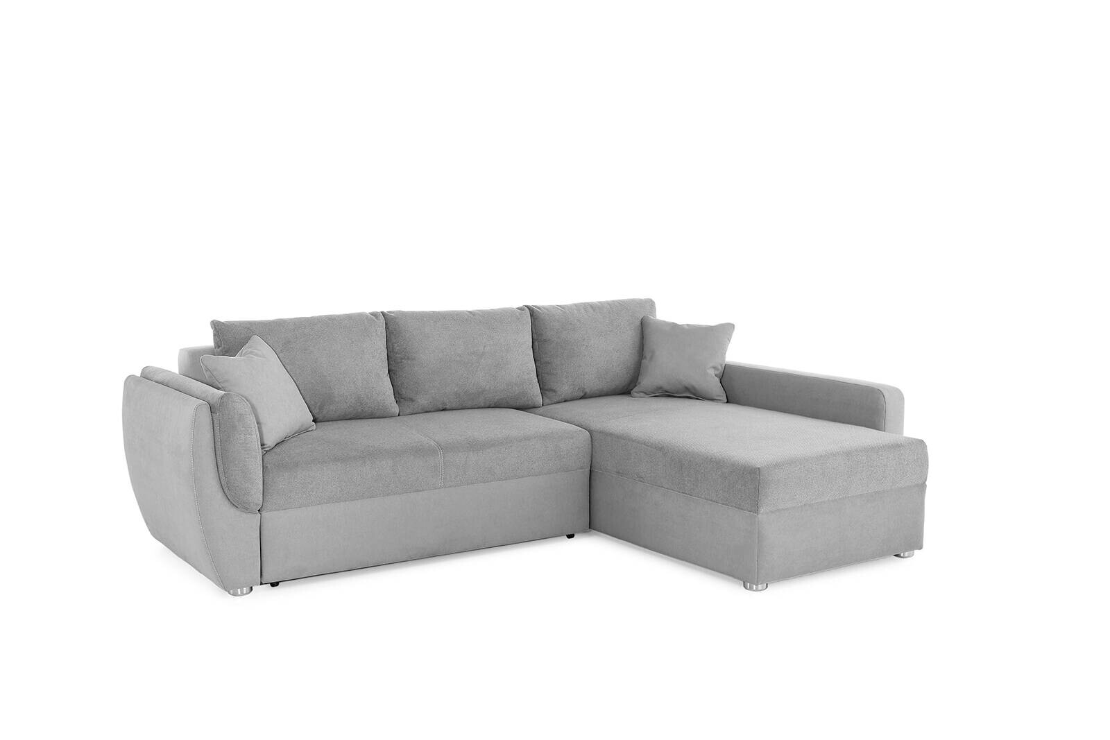 Ecksofa mit Bettfunktion und Bettkasten grau Polyester B/H/T: ca. 247x82x178 cm Ecksofa mit Bettfunktion und Bettkasten grau Polyester B/H/T: ca. 247x82x178 cm