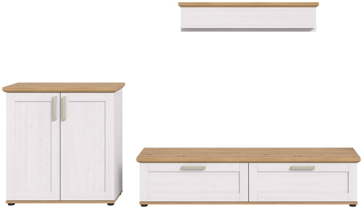 Wohnwand VERONA Lärche Nachbildung Eiche Nachbildung B/H/T: ca. 260x151x40 cm