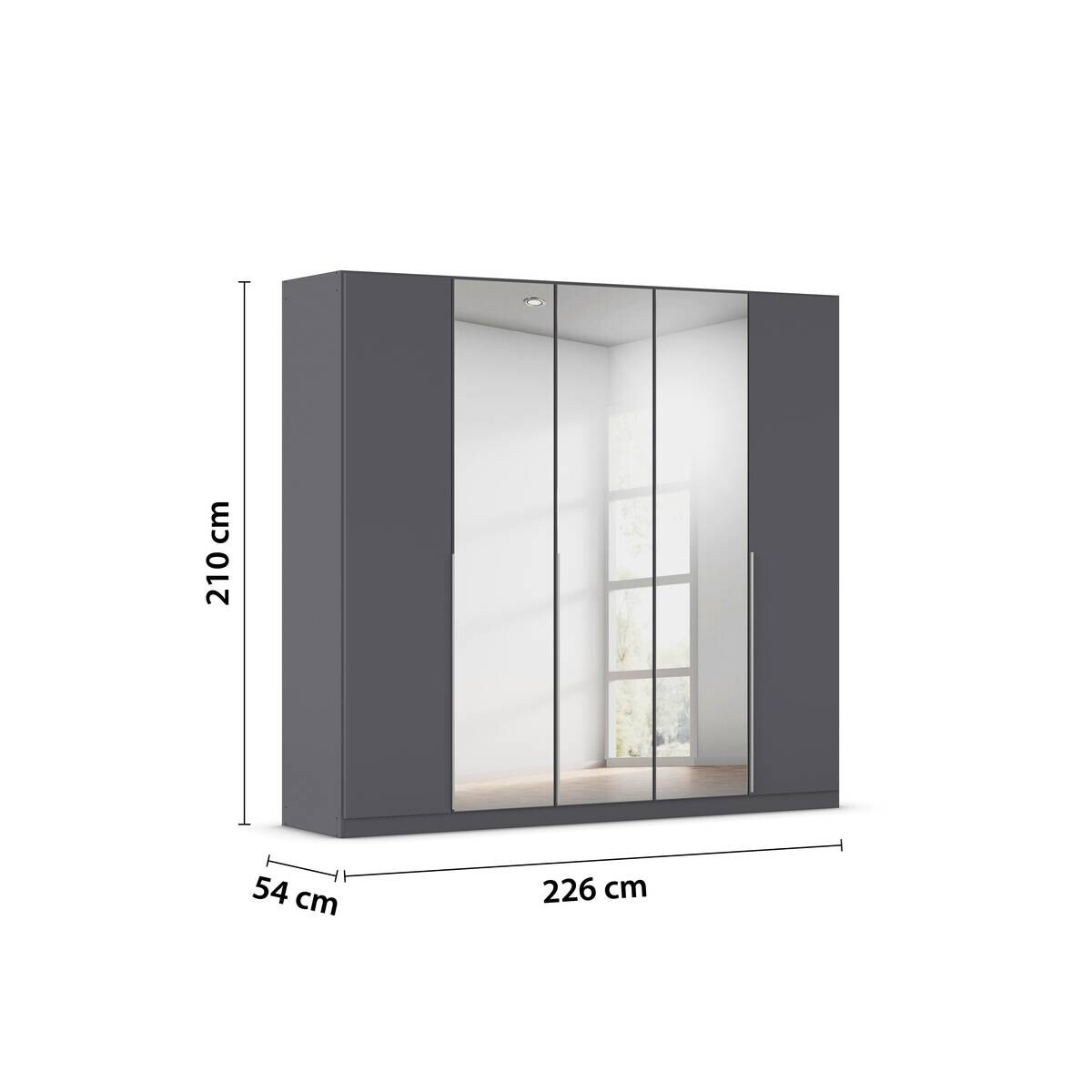 Kleiderschrank Alabama grau B/H/T: ca. 225x210x54 cm