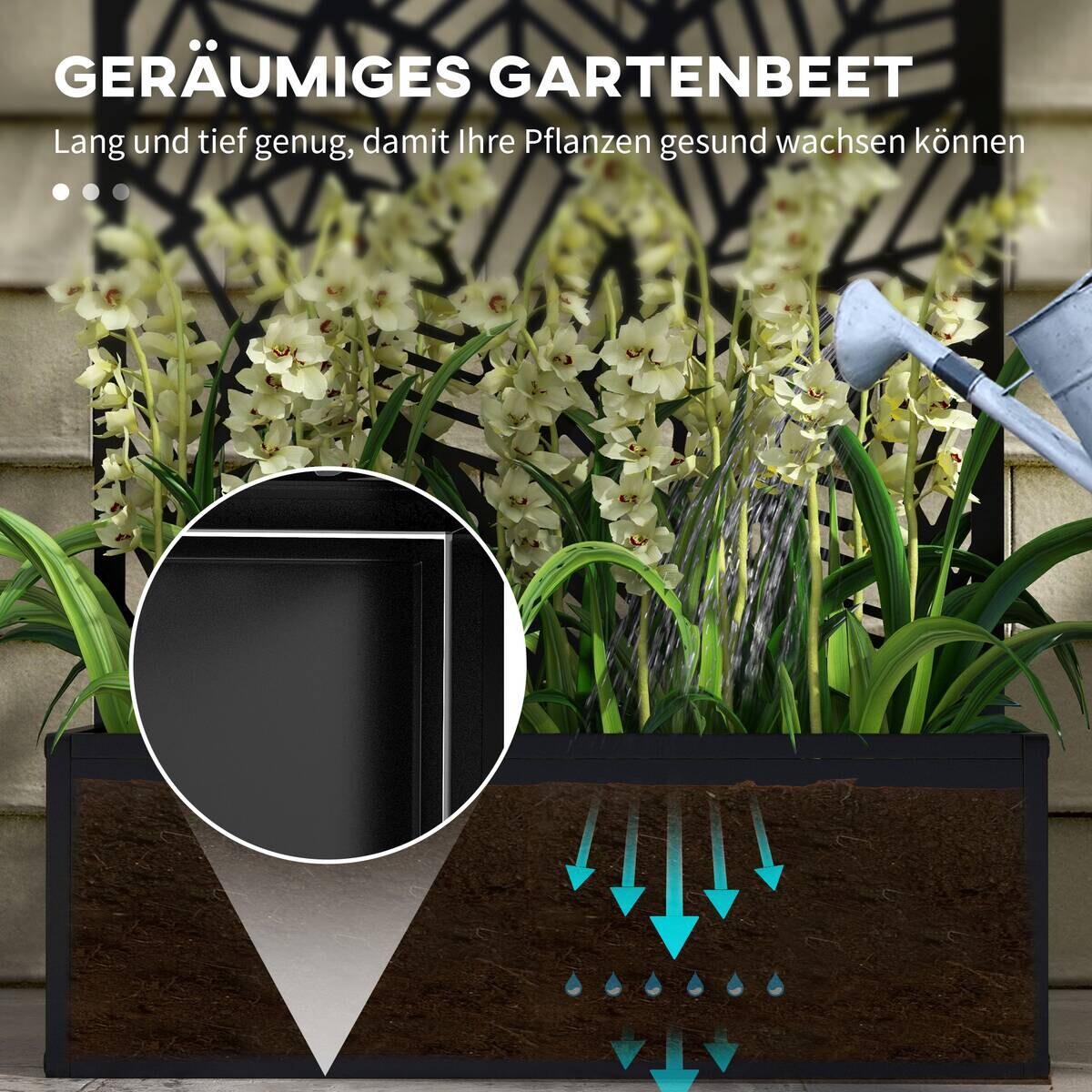 Outsunny Hochbeet schwarz Metall B/H/L: ca. 23x113x61 cm