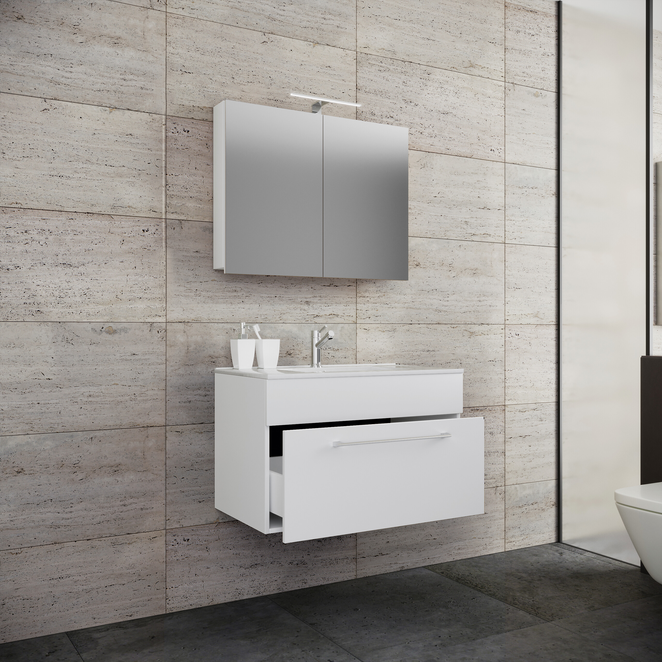 Waschplatz 3tlg-Badinos weiß