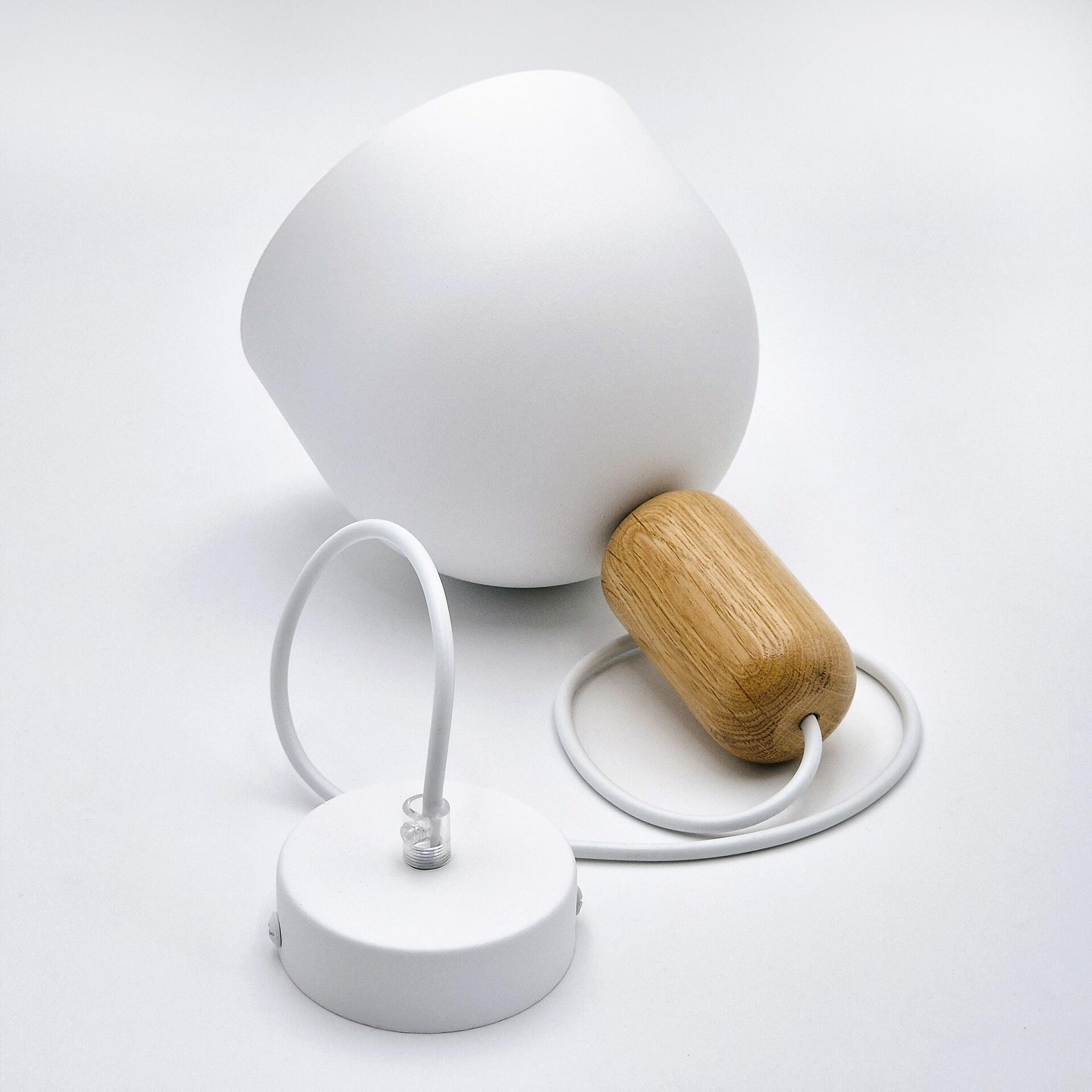 Lamkur Hängeleuchte Eiche weiß Holz Stahl B/H/L: ca. 15,5x102x15,5 cm E27 1 Brennstellen