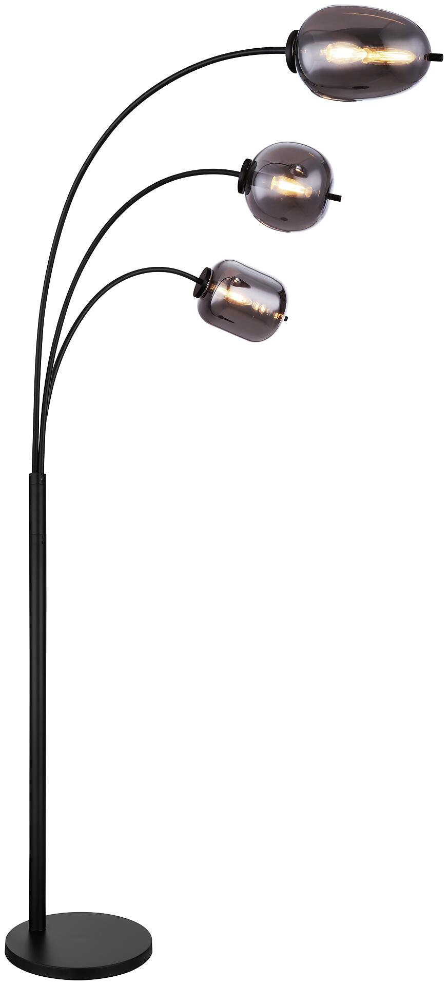 GLOBO Stehleuchte Blacky mattschwarz Metall Glas B/H/T: ca. 60x175x80 cm 3 Brennstellen