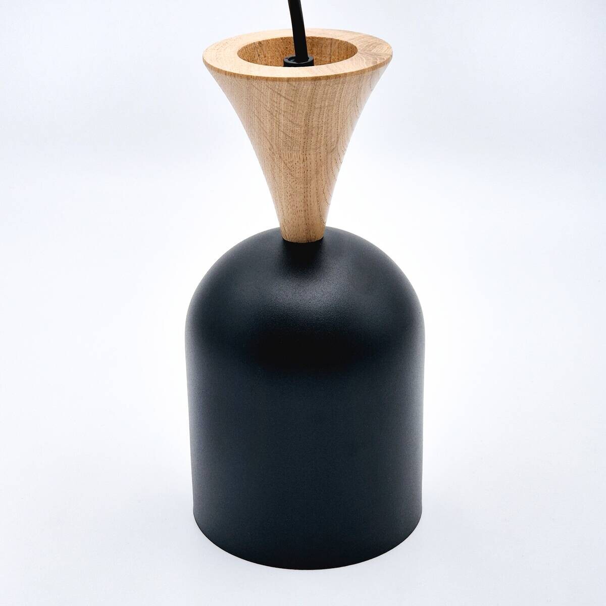 Lamkur Hängeleuchte schwarz Eiche Stahl Holz B/H/L: ca. 11x102x11 cm E27 1 Brennstellen