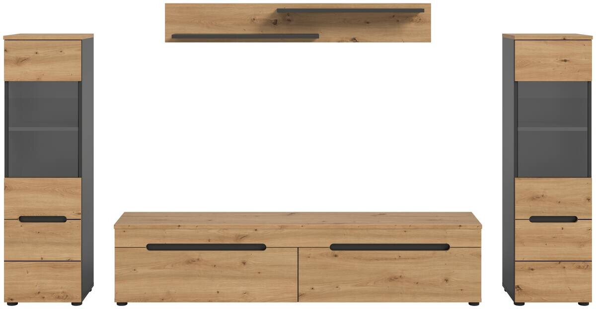 Wohnwand Canu basaltgrau Nachbildung Artisan Oak Nachbildung B/H/T: ca. 272x141x33 cm