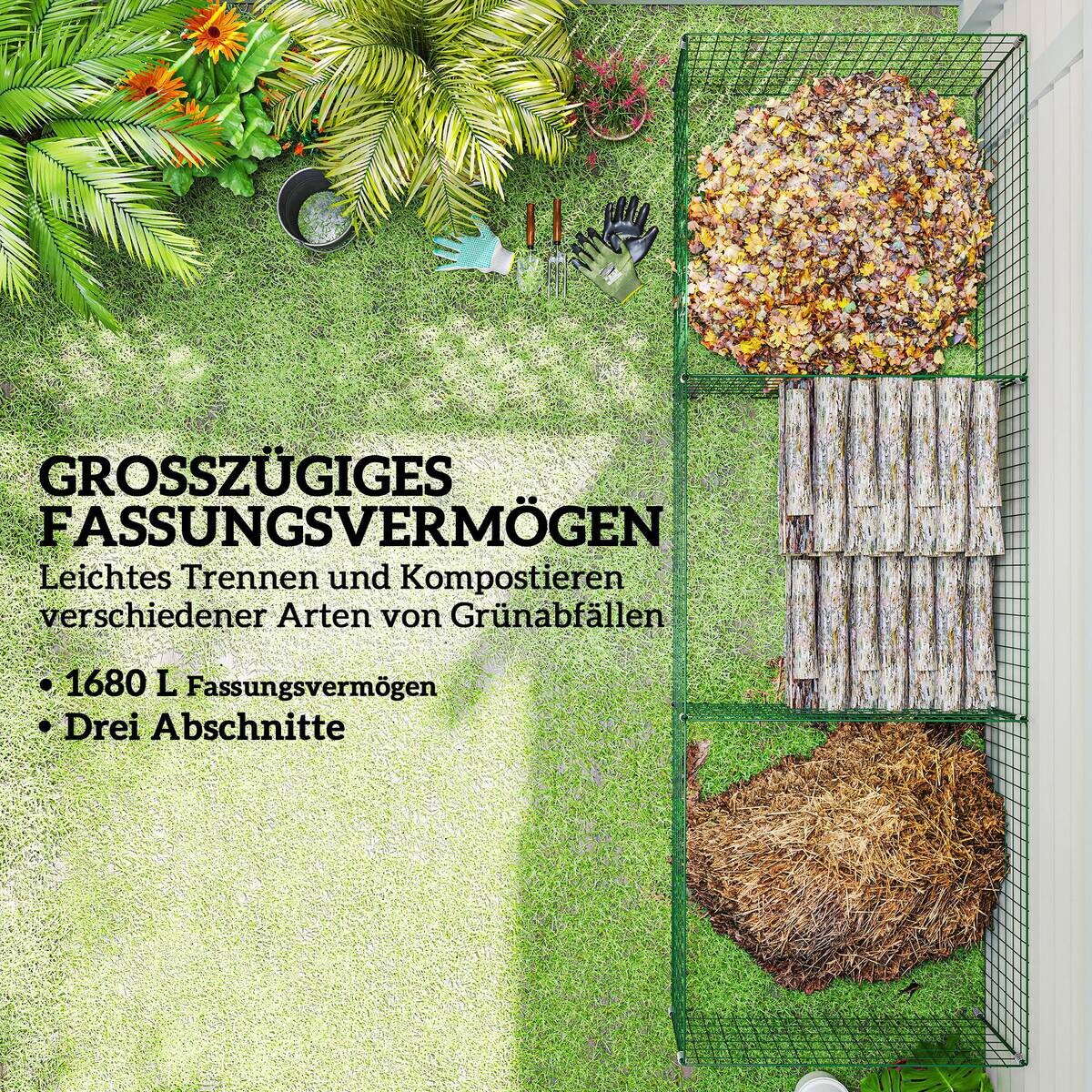 Outsunny Komposter grün B/H/L: ca. 90x70x270 cm