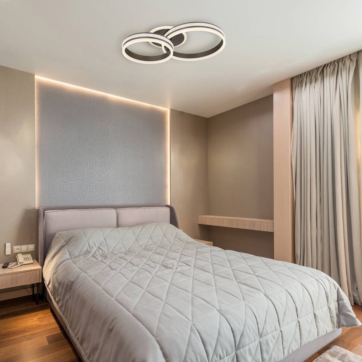 GLOBO LED-Deckenleuchte GROUNI klar titanfarbig Metall Kunststoff B/H/T: ca. 40x15x64 cm