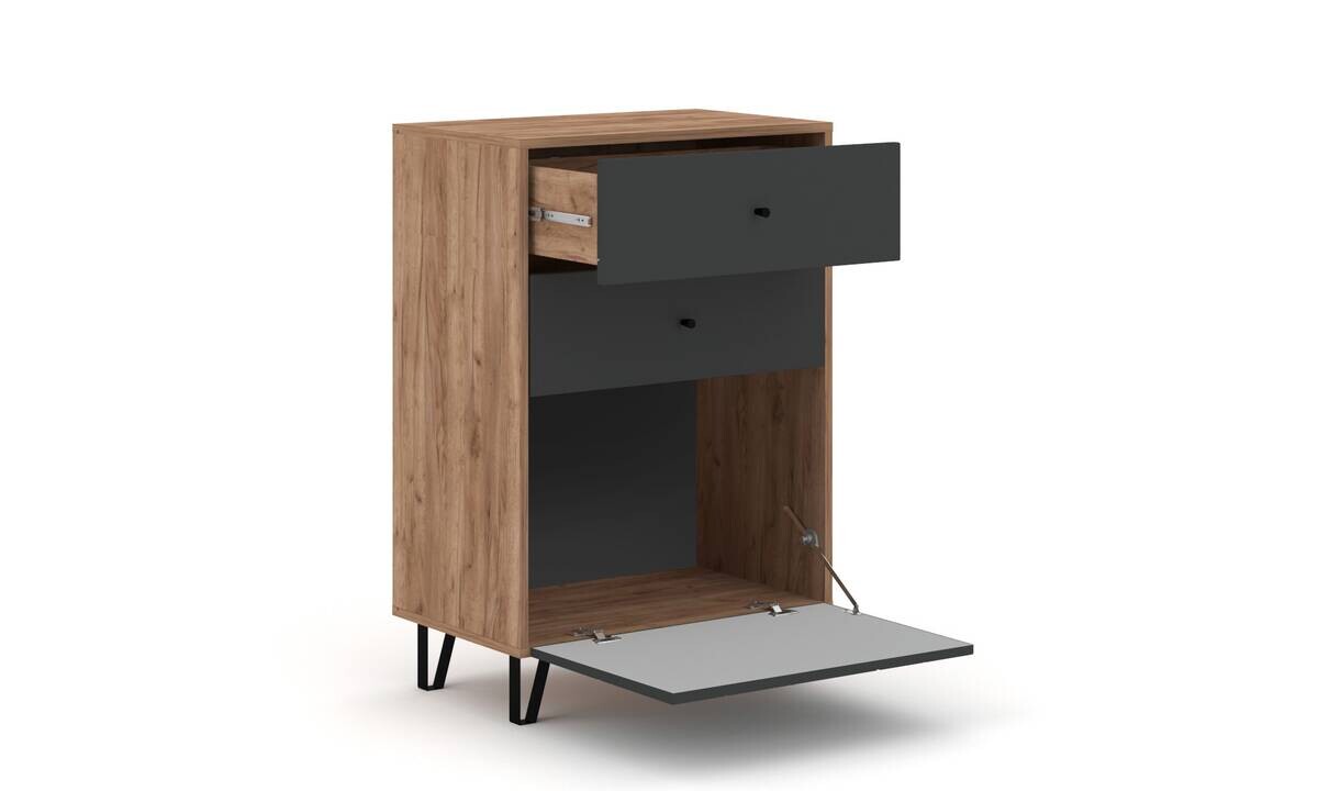 Kommode BILBAO Eiche Tabak Nachbildung anthrazit B/H/T: ca. 63,4x95,5x40 cm