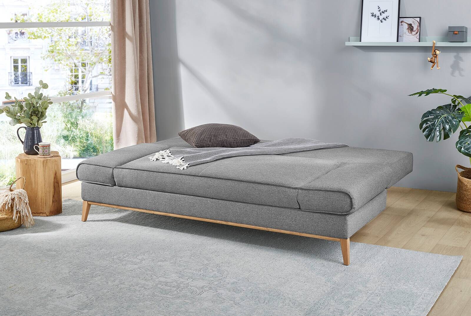 Schlafsofa grau B/H/T: ca. 198x87x92 cm