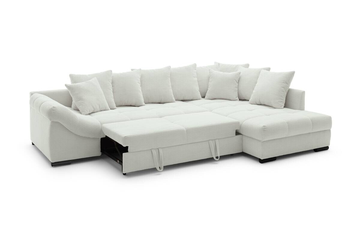 Ecksofa mit Bettfunktion ivory Microfaser B/H/T: ca. 303x88x202 cm
