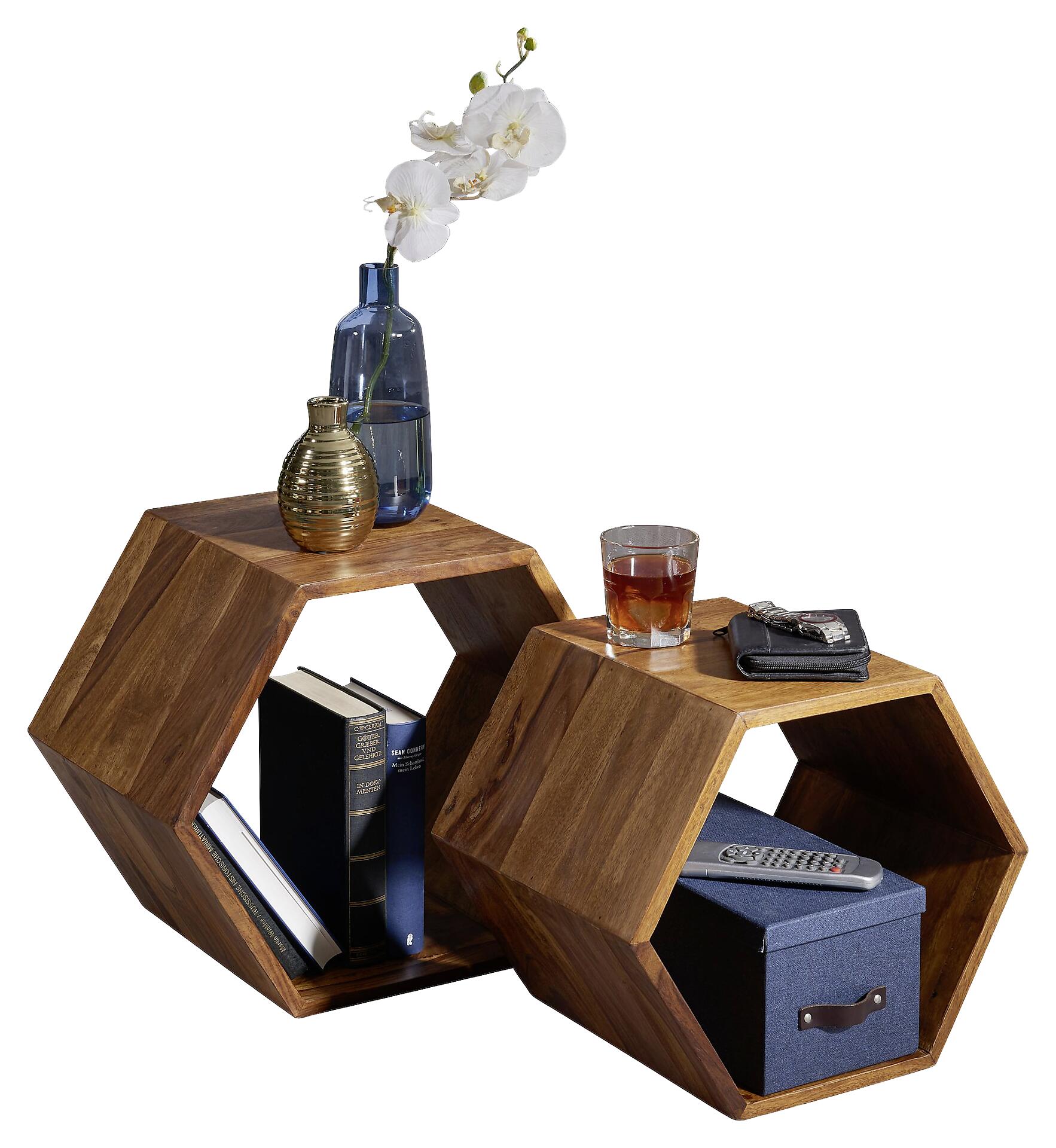 Beistelltisch 2er-Set natur Echtholz