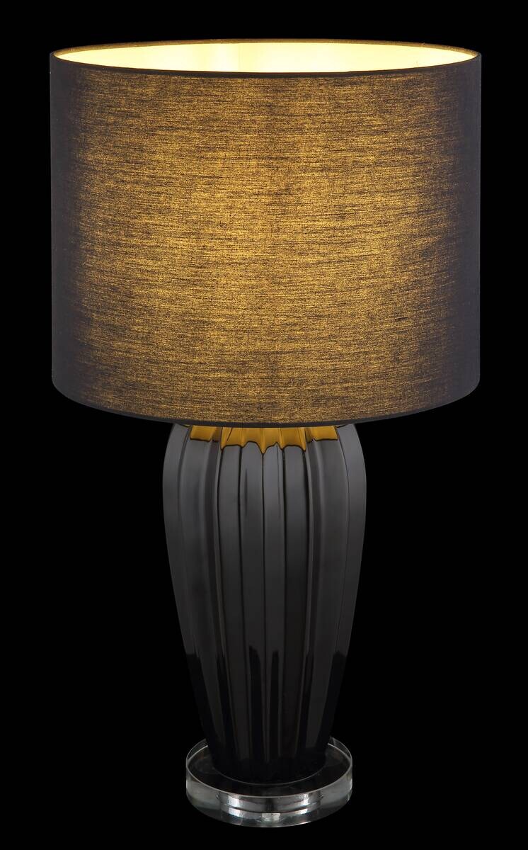 GLOBO Tischleuchte IRINA 24145B Chrom klar schwarz Kunststoff Metall Keramik H/D: ca. 59x35 cm E27 1 Brennstellen