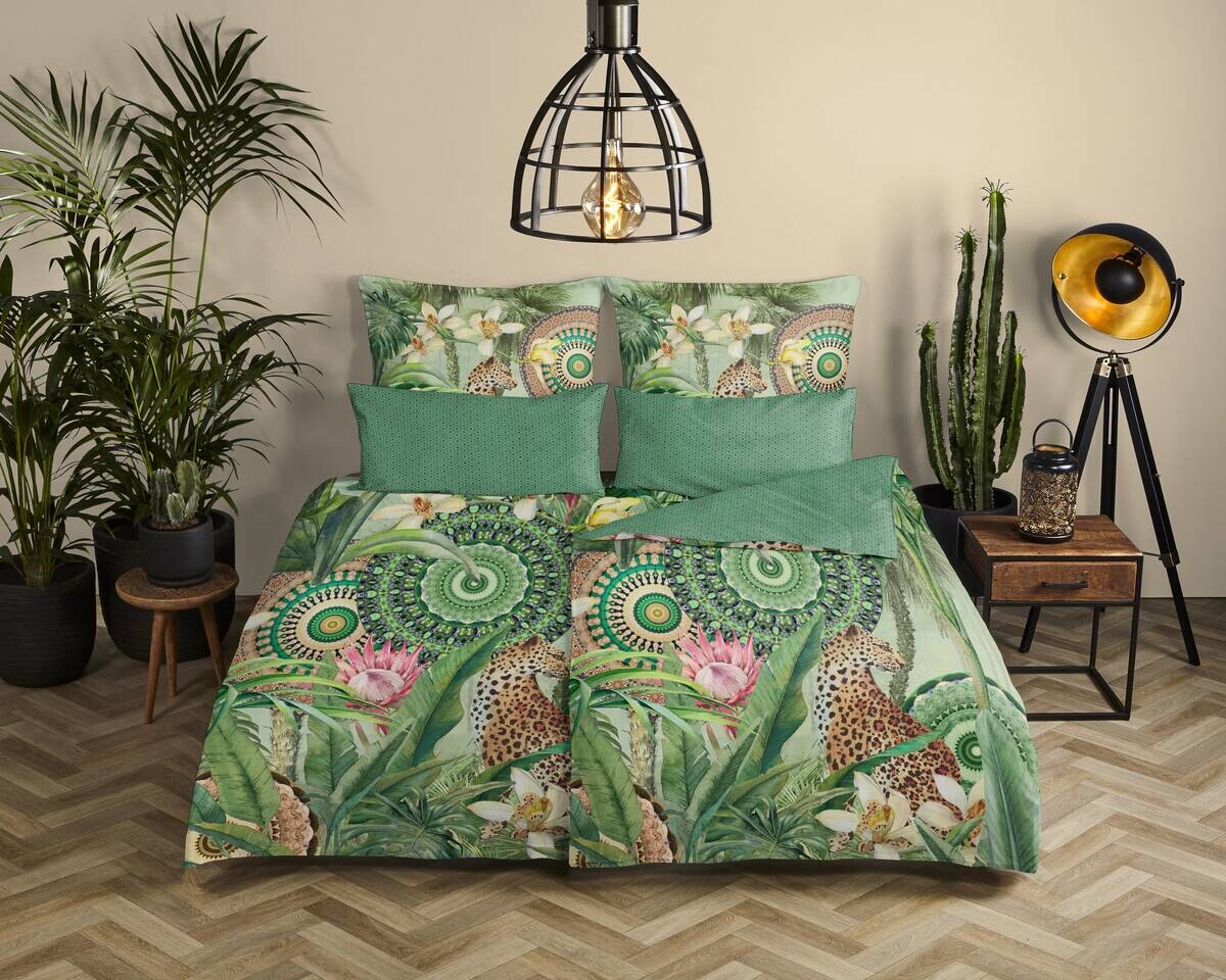 Baumwoll Bettwäsche Abhita Satin grün Baumwolle B/L: ca. 155x220 cm