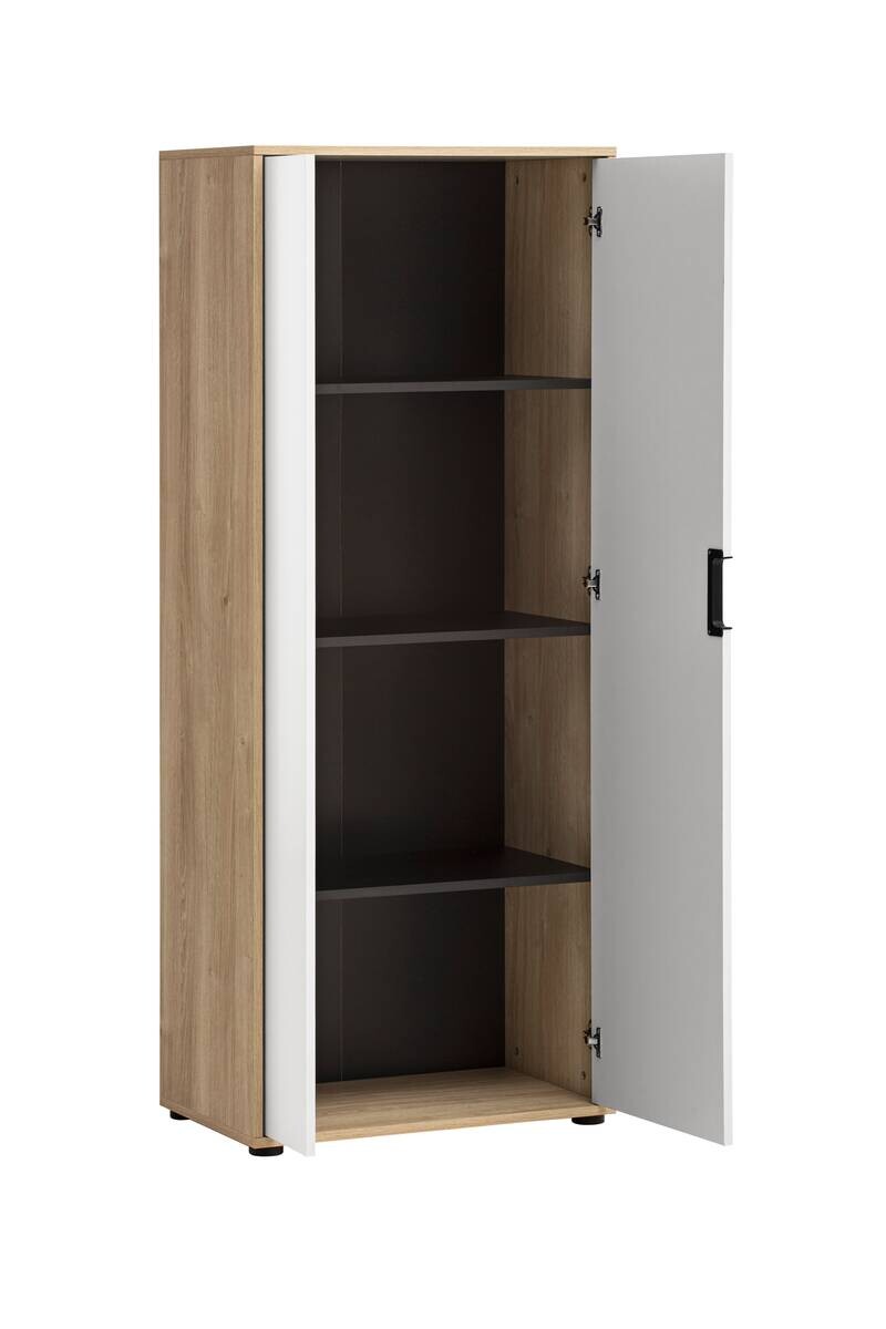 Aktenschrank Emmik weiß matt Eiche Eiche weiß Nachbildung B/H/T: ca. 65,1x163,6x41 cm