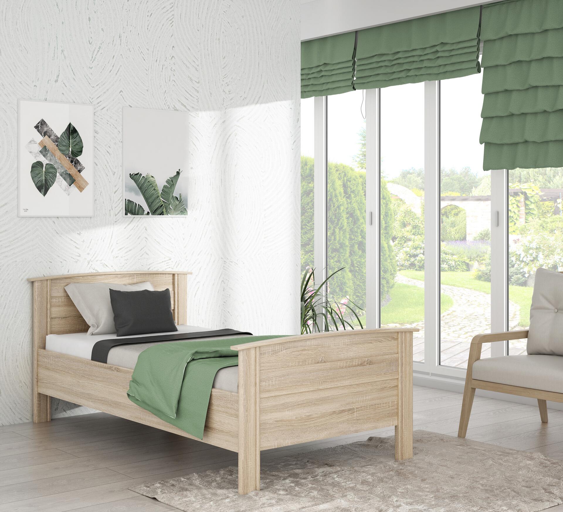 Komfortbett  Eiche Sonoma Nachbildung weiß B/H/T: ca. 115x89,5x203 cm Liegefläche B/L: ca. 100x200 cm