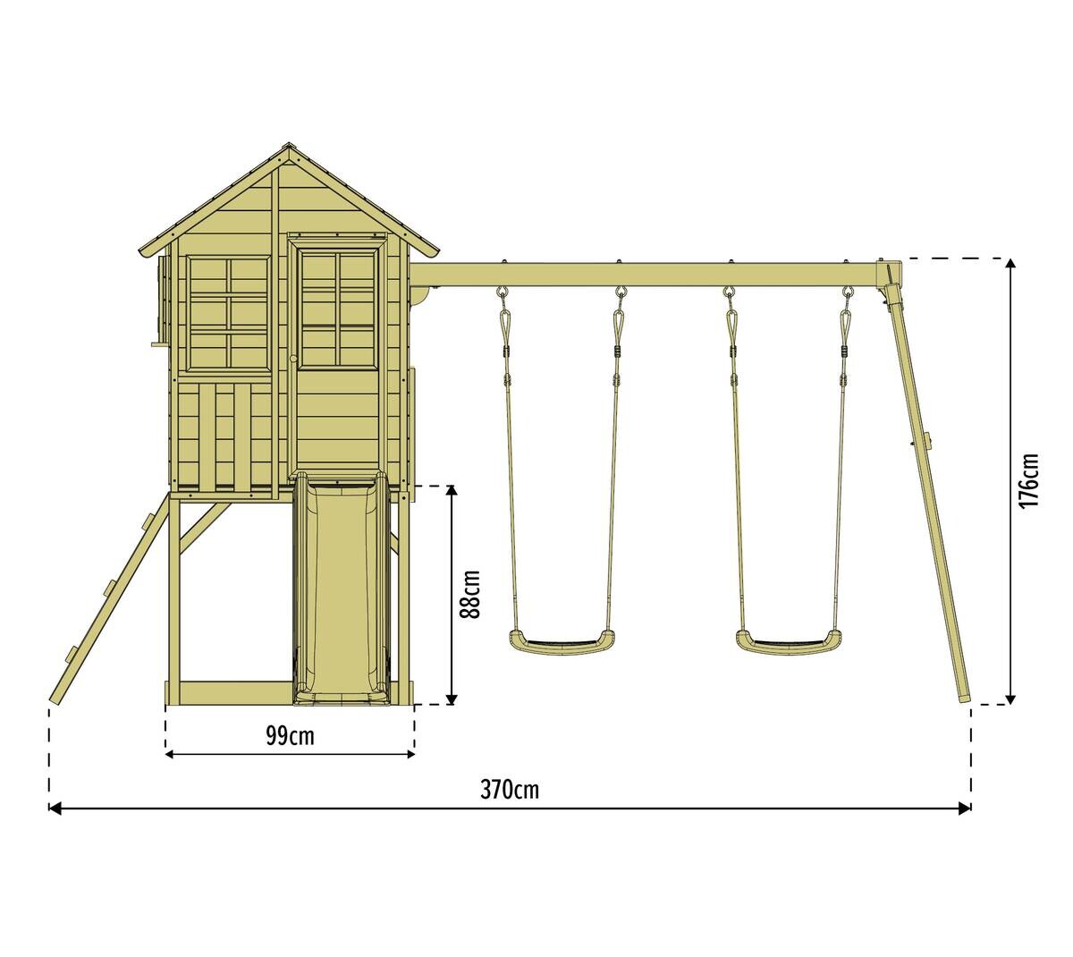Zwerkules Spielhaus Holli natur B/H/L: ca. 370x224x352 cm