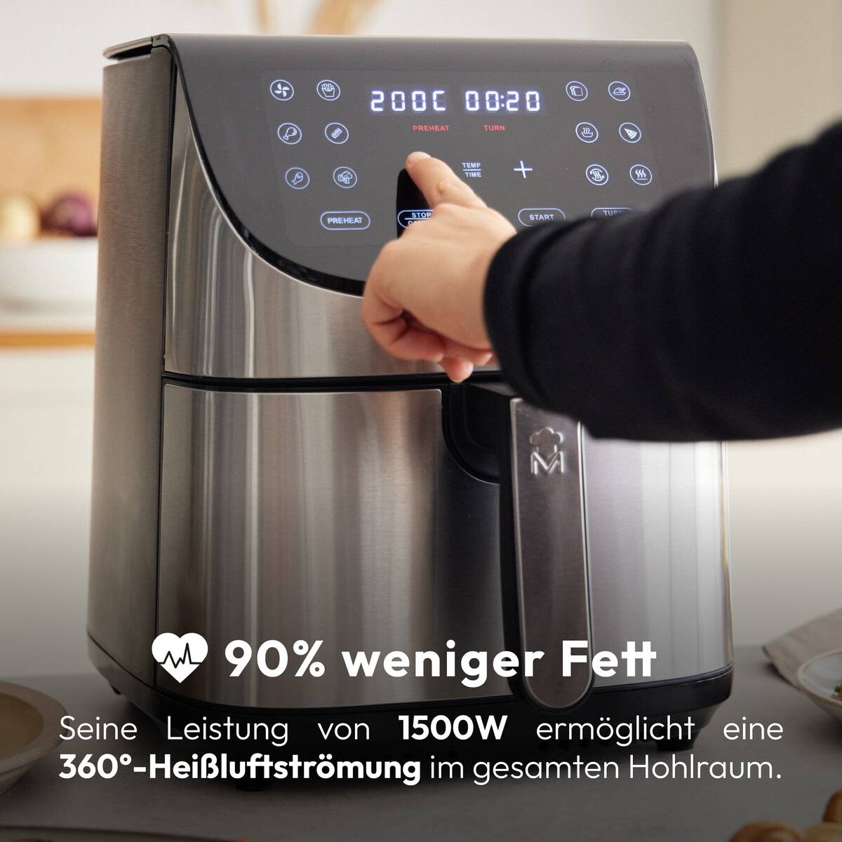 MASTERPRO Heißluftfritteuse BGMP-9309 Rocket silber Kunststoff B/H/T: ca. 42x78x39,5 cm ca. 7,5 l