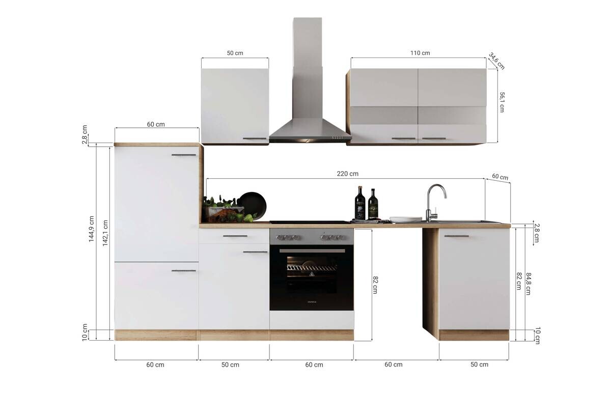Respekta Küchenblock Merle grau B/H/T: ca. 280x200x60 cm