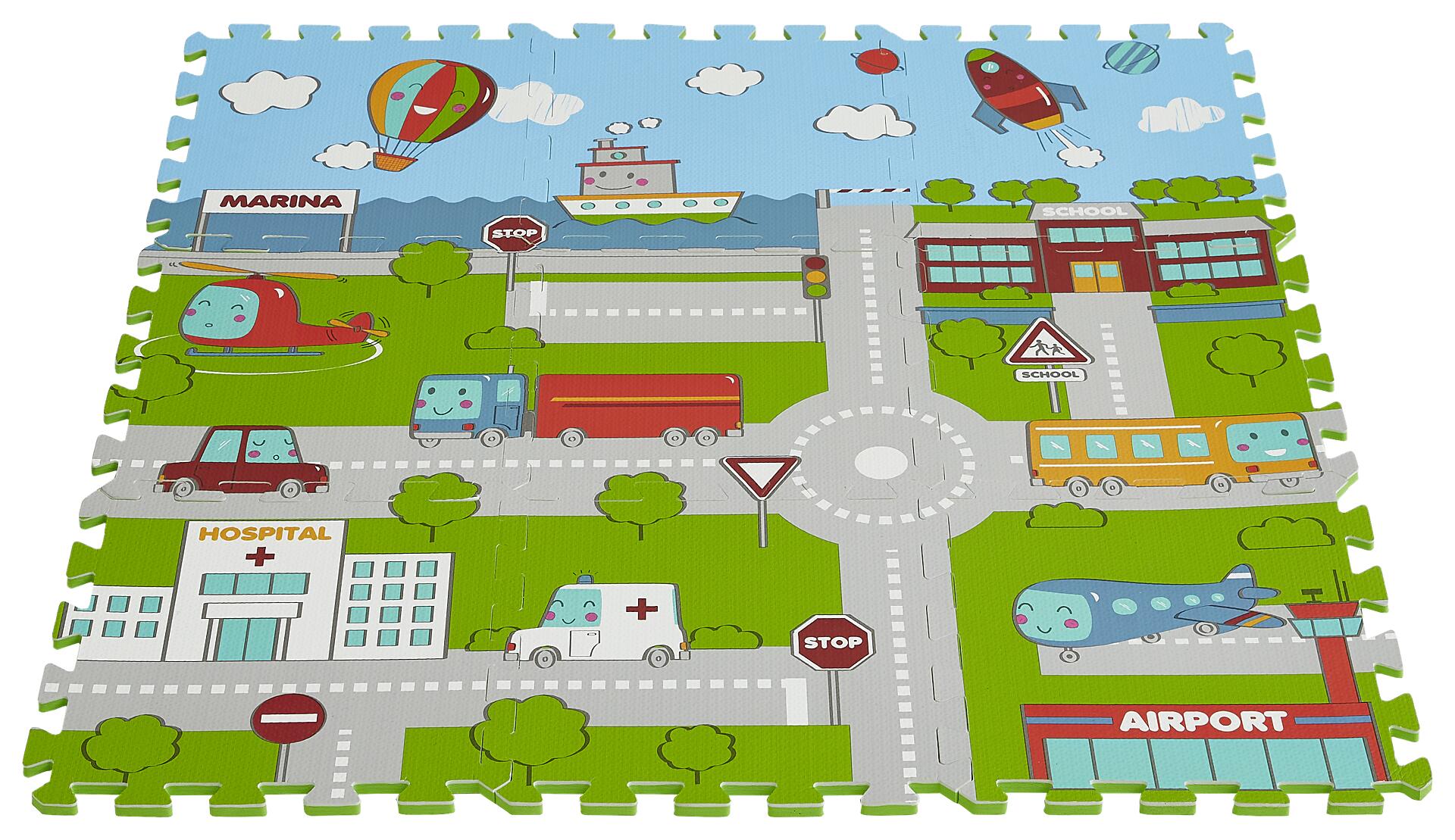 Puzzlematte Straßen bunt B/H/L: ca. 90x1x90 cm