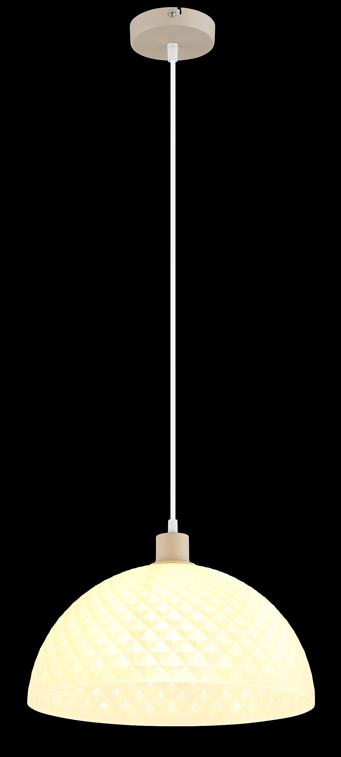 GLOBO Pendelleuchte weiß sand champagner Glas PVC Metall H/D: ca. 120x35 cm E27 1 Brennstellen