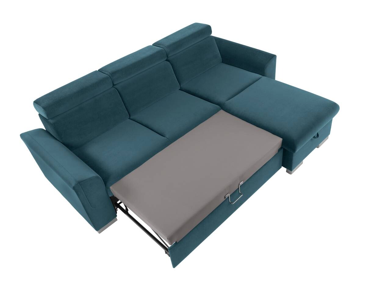 Ecksofa mit Bettfunktion und Bettkasten petrol Microfaser B/H/T: ca. 243x85x186 cm
