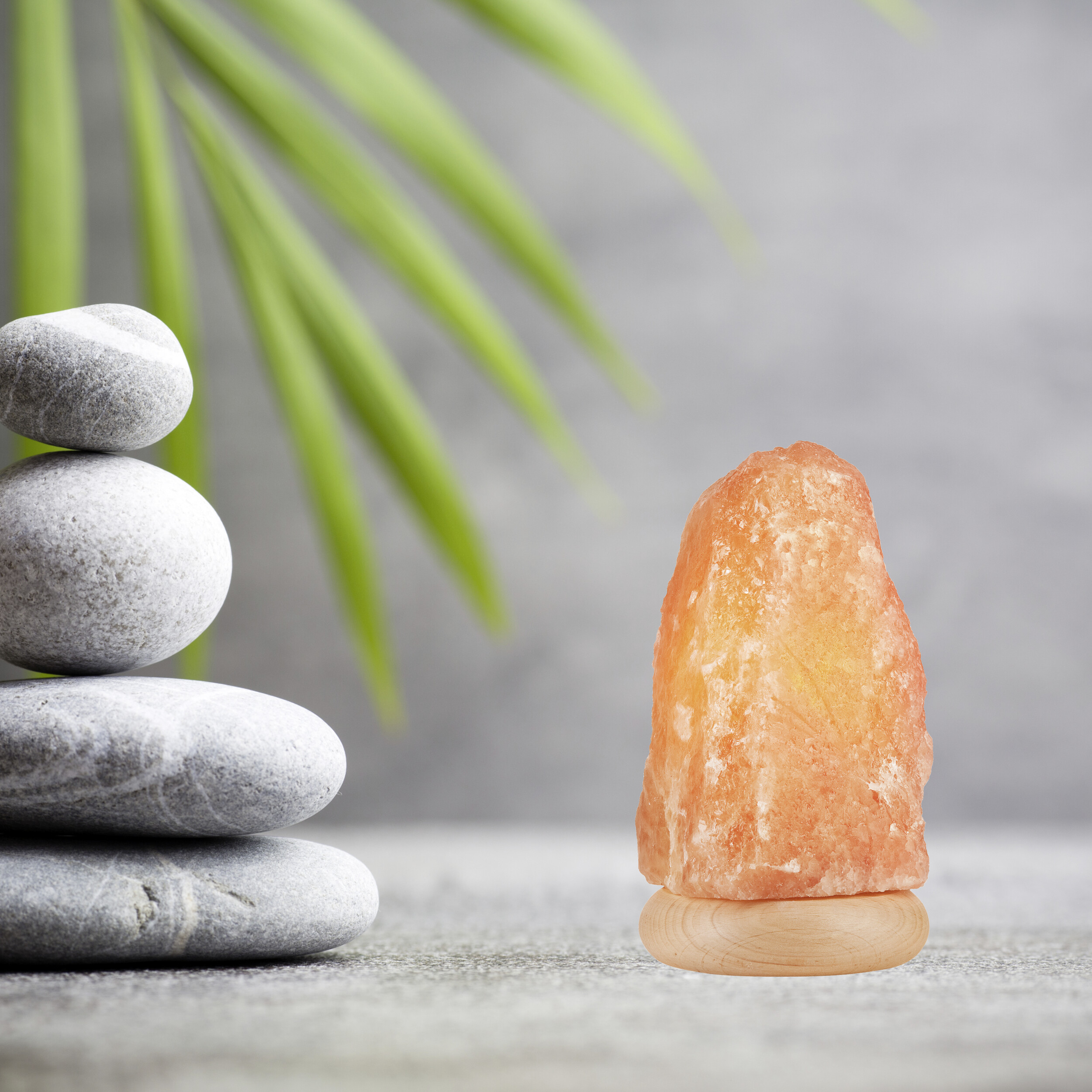 Lamkur Salzleuchte orange beige Holz B/H/L: ca. 23x23x19 cm E14 1 Brennstellen