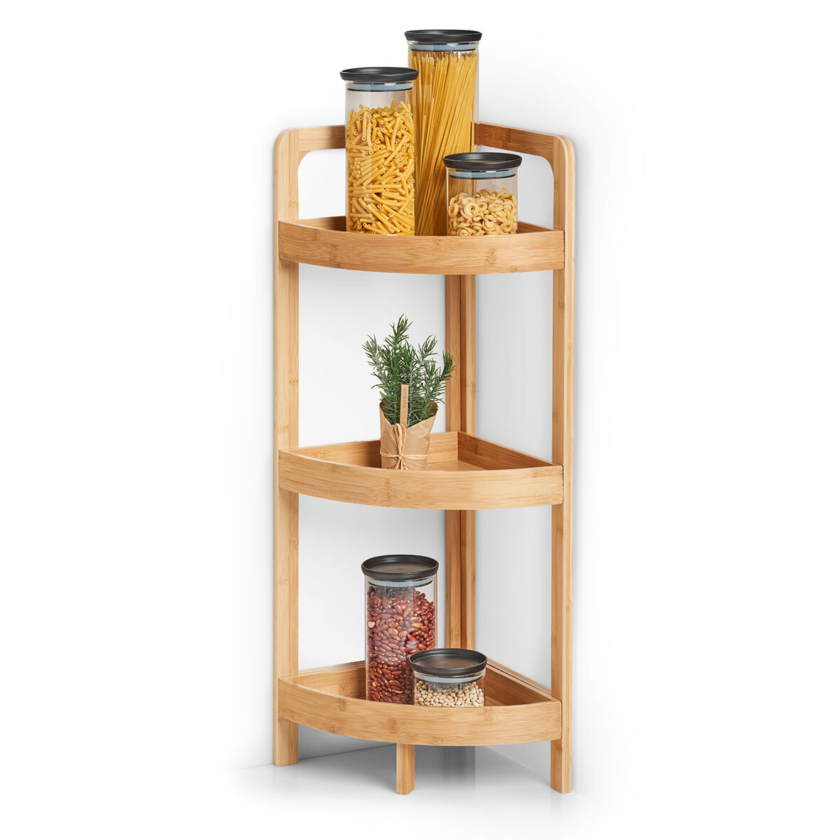 Eckregal natur Bambus B/H/T: ca. 29x85x29 cm