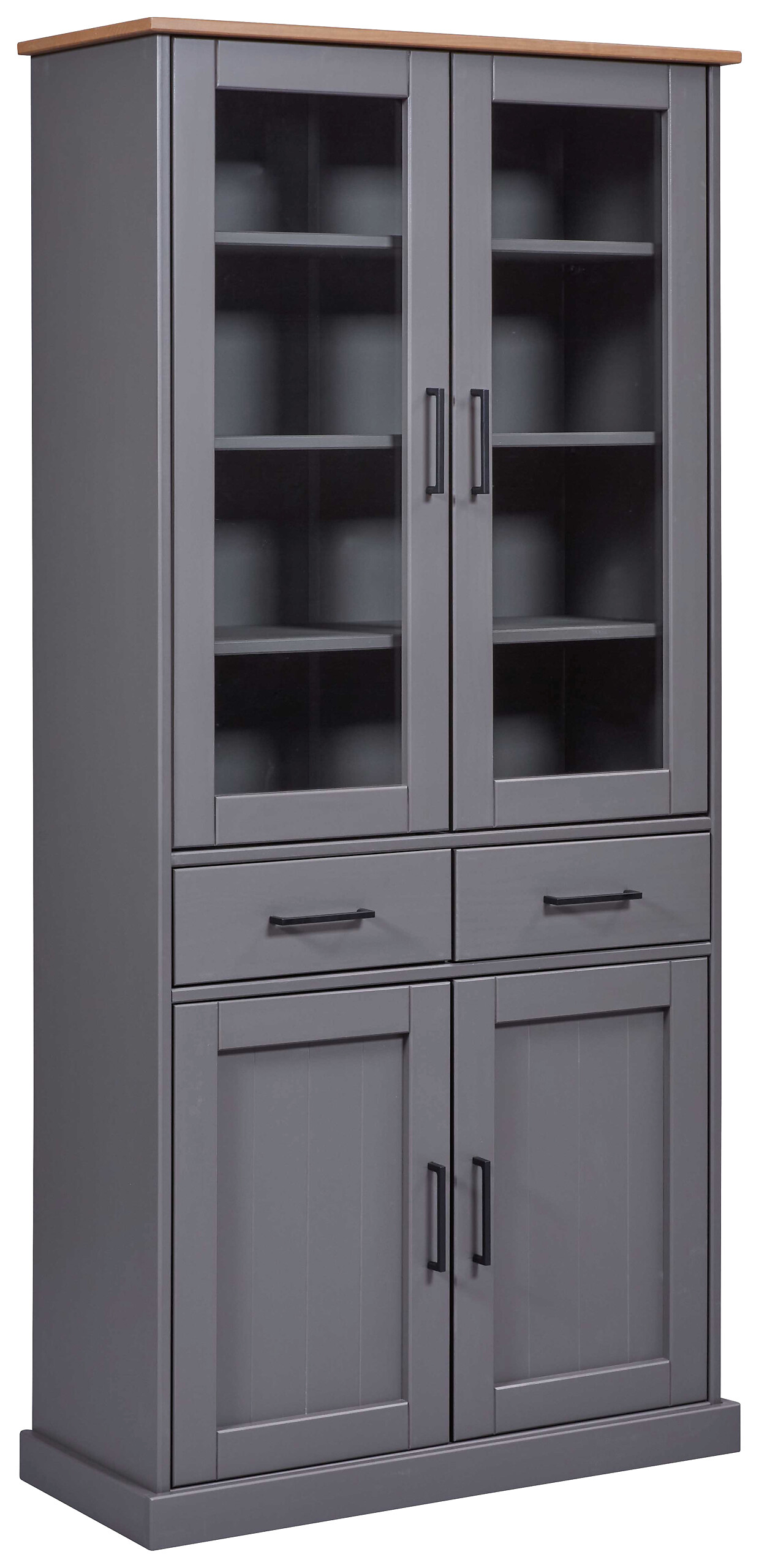 Vitrine Forenzo grau lackiert Holz B/H/L: ca. 38,4x190x90 cm