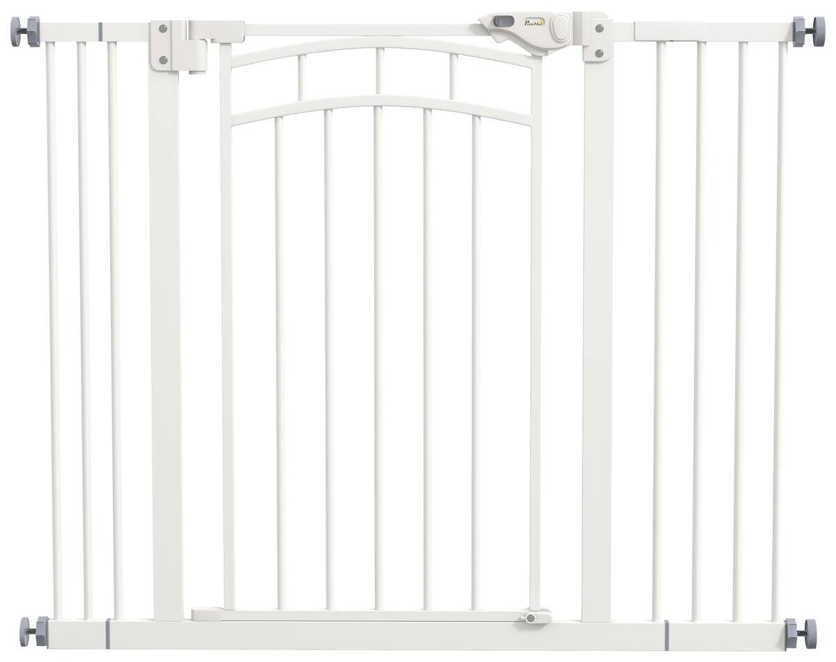 PawHut Türschutzgitter weiß Stahl B/H/L: ca. 4x76x100 cm