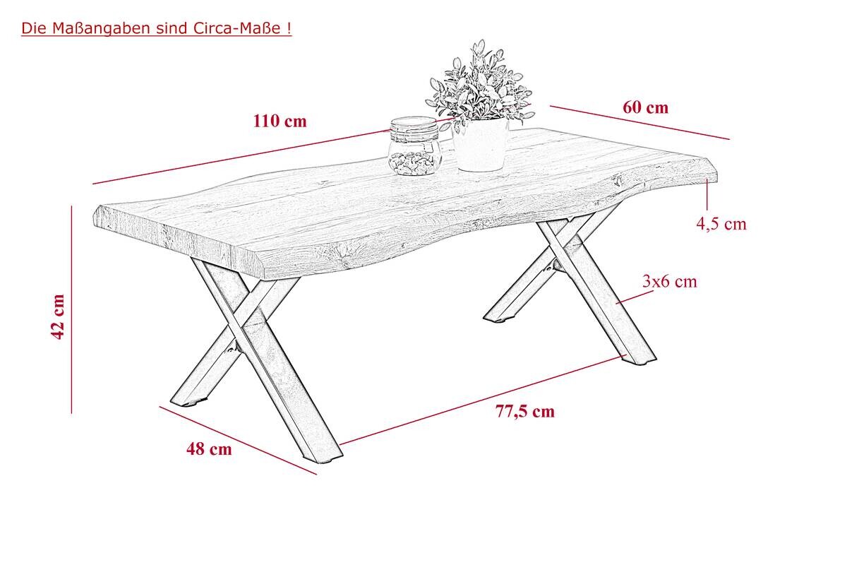 Couchtisch Gerd Eiche Wabenplatte B/H/T: ca. 110x42x60 cm