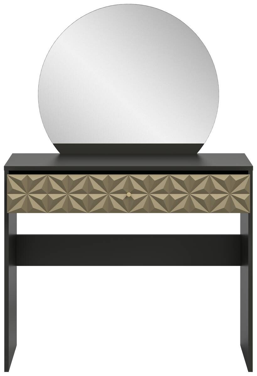 Schminktisch PRISMA schwarz gold Hochglanz Optik B/H/T: ca. 90x133x39 cm