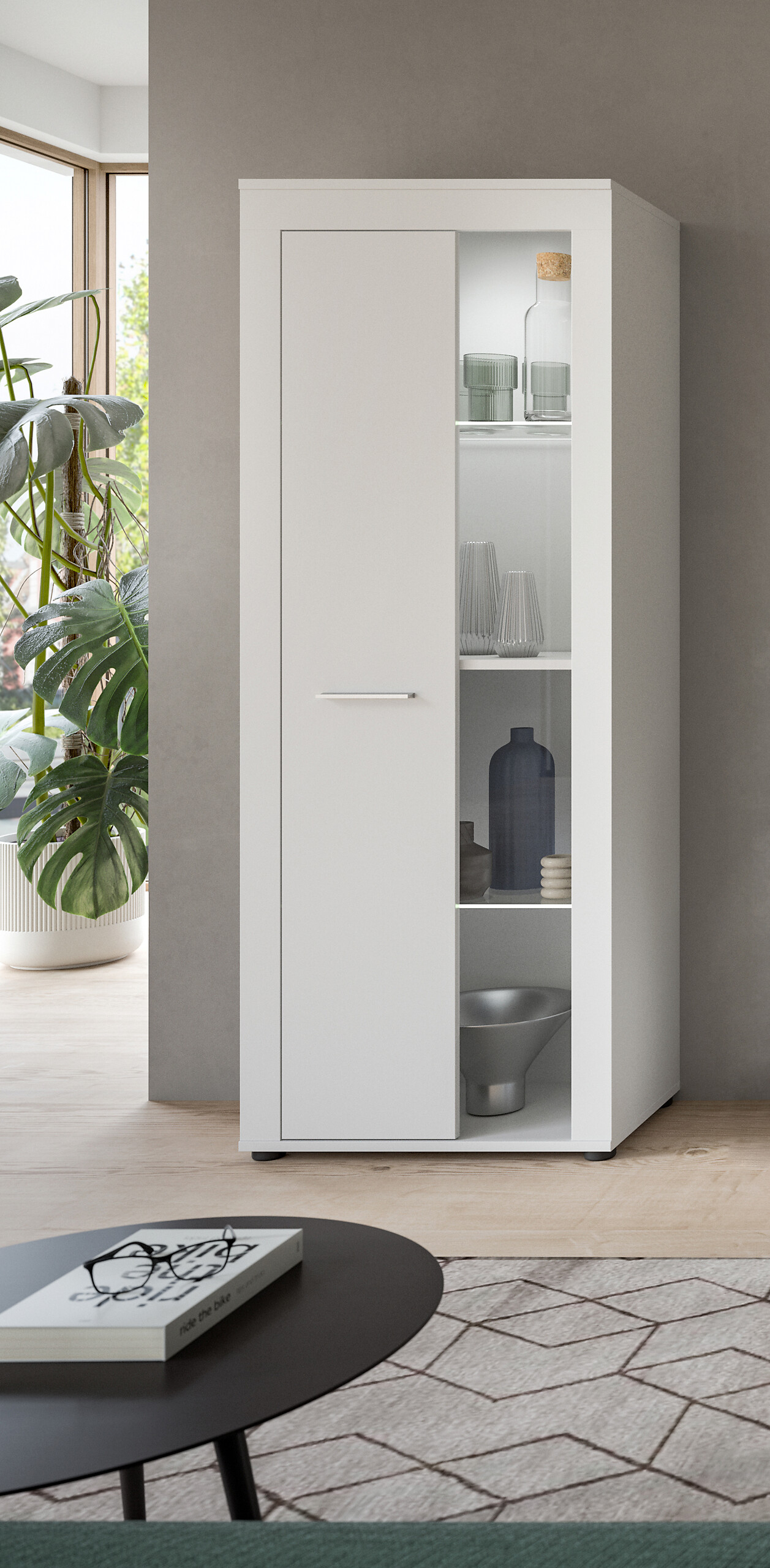 Vitrine Jam weiß B/H/T: ca. 60x159x35 cm