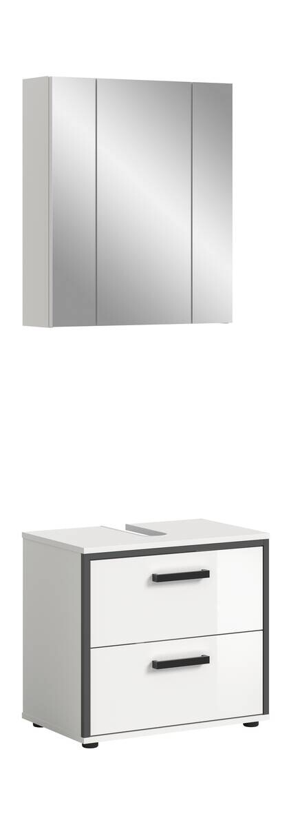 Badblock KOJAK weiß weiß Hochglanz anthrazit B/H/T: ca. 60x188x37 cm