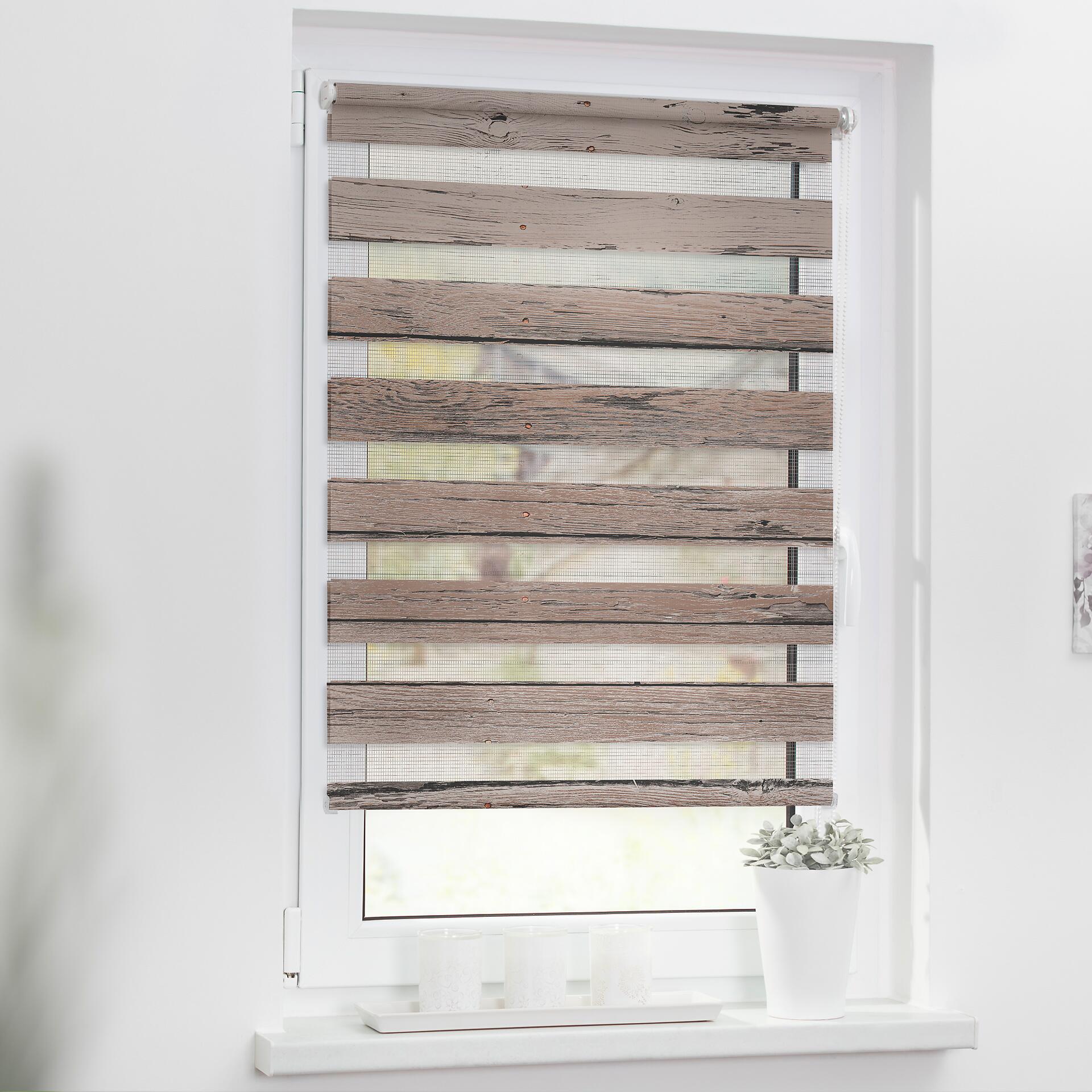 LICHTBLICK Doppelrollo Duo Bretter braun B/T: ca. 60x150 cm