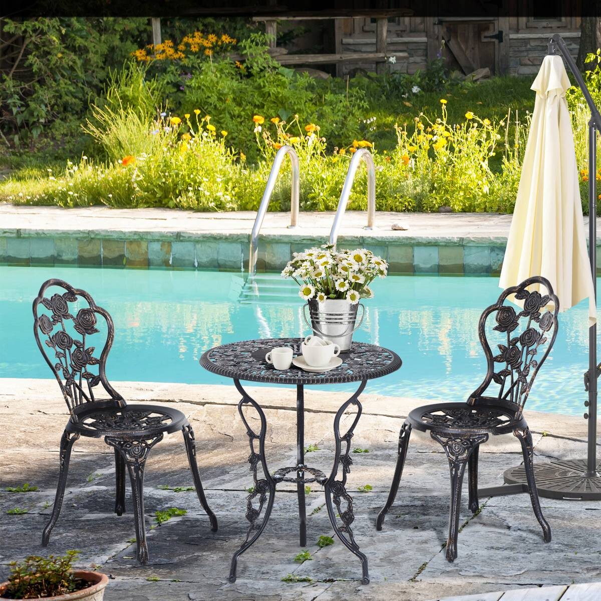 Outsunny Bistro-Set bronze Alu B/H/L: ca. 60x67x60 cm